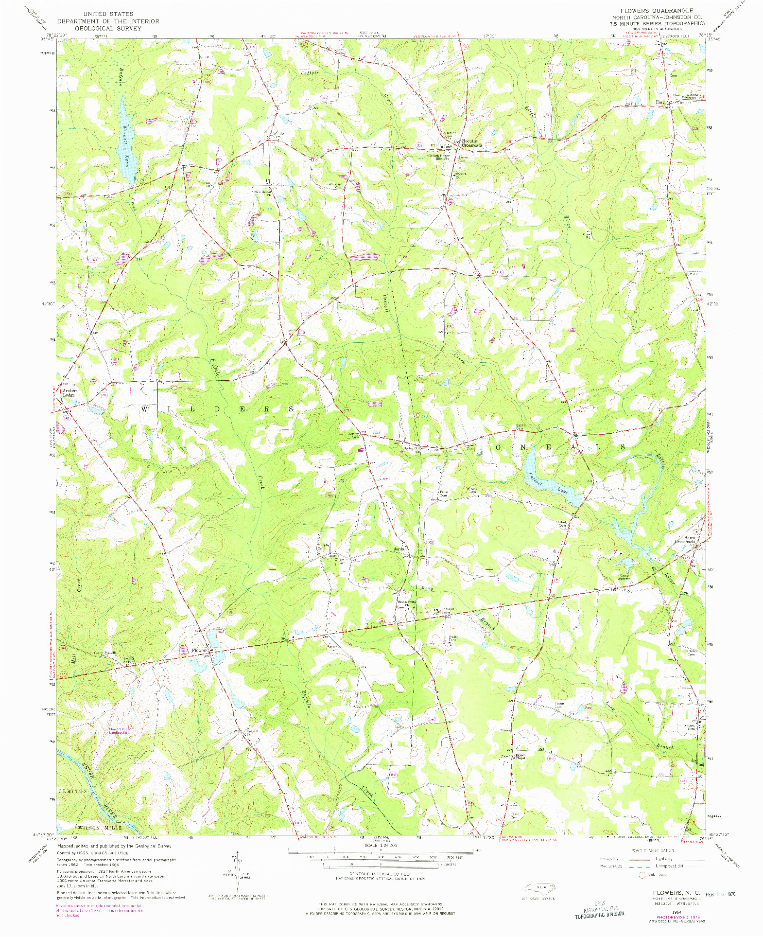 USGS 1:24000-SCALE QUADRANGLE FOR FLOWERS, NC 1964