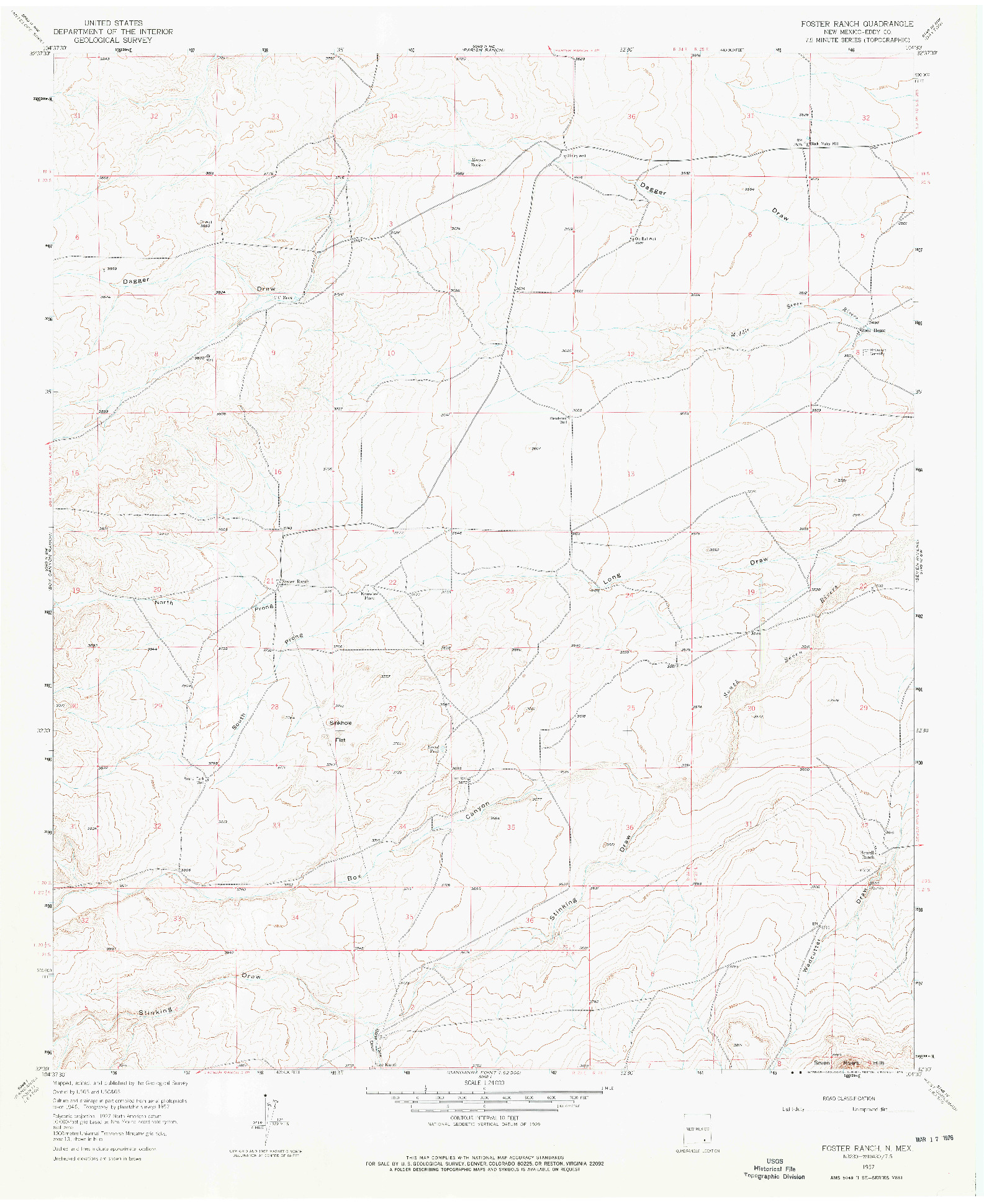 USGS 1:24000-SCALE QUADRANGLE FOR FOSTER RANCH, NM 1957