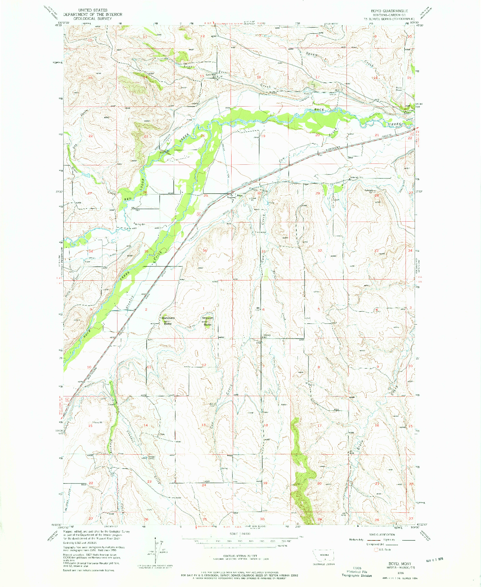 USGS 1:24000-SCALE QUADRANGLE FOR BOYD, MT 1956