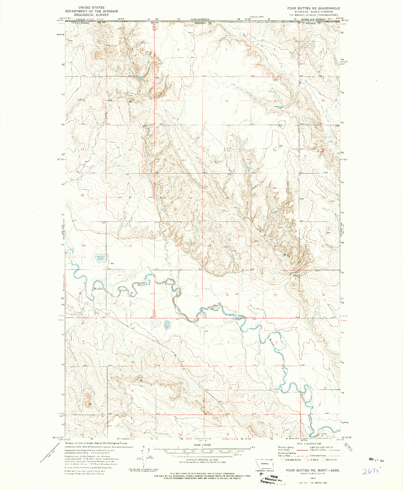 USGS 1:24000-SCALE QUADRANGLE FOR FOUR BUTTES NE, MT 1973