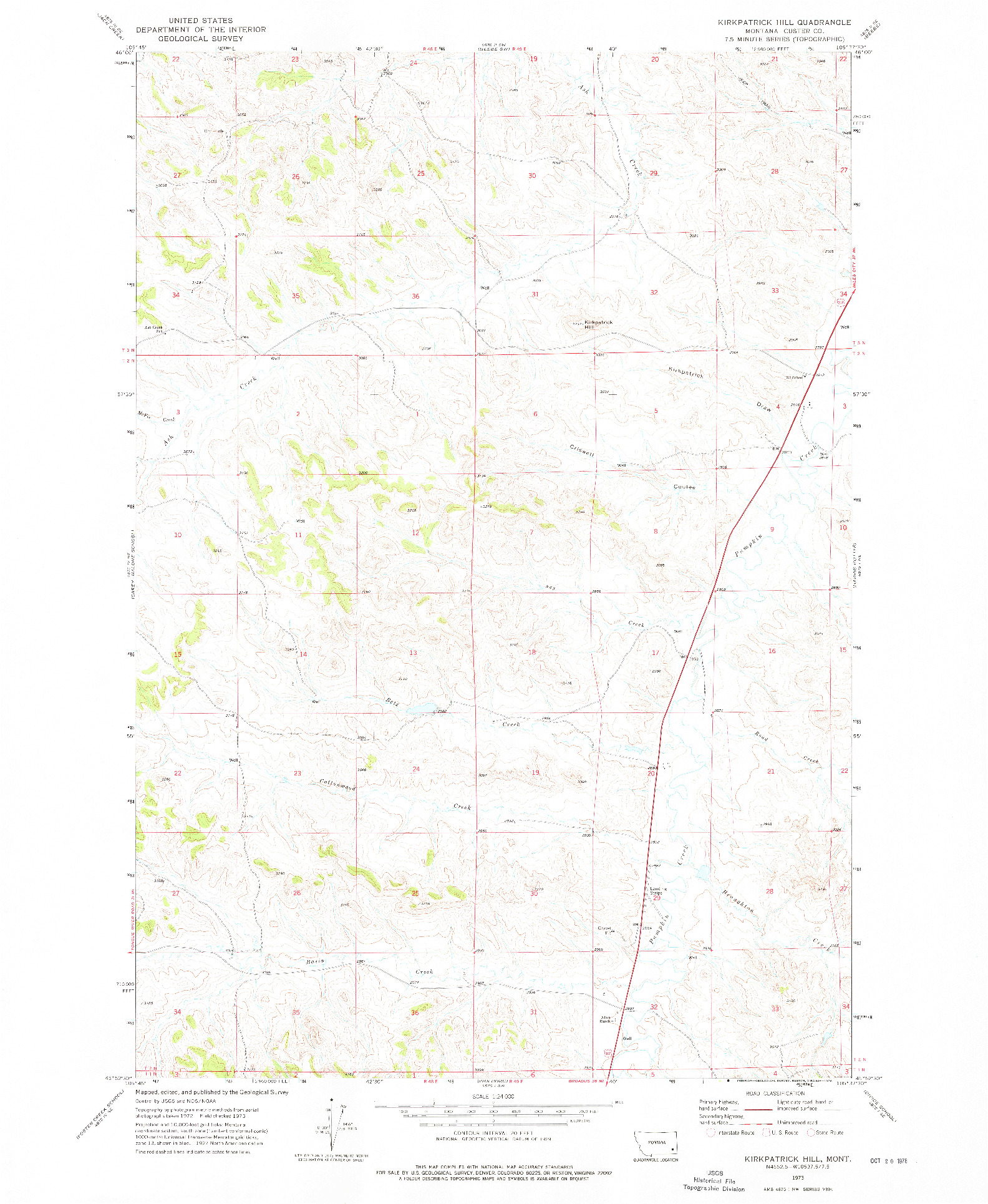 USGS 1:24000-SCALE QUADRANGLE FOR KIRKPATRICK HILL, MT 1973