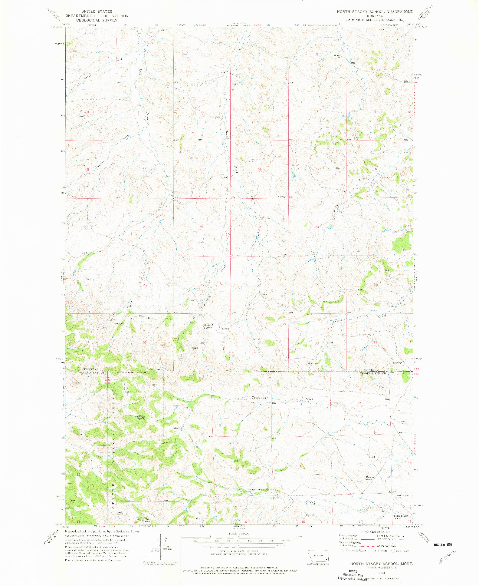 USGS 1:24000-SCALE QUADRANGLE FOR NORTH STACEY SCHOOL, MT 1973