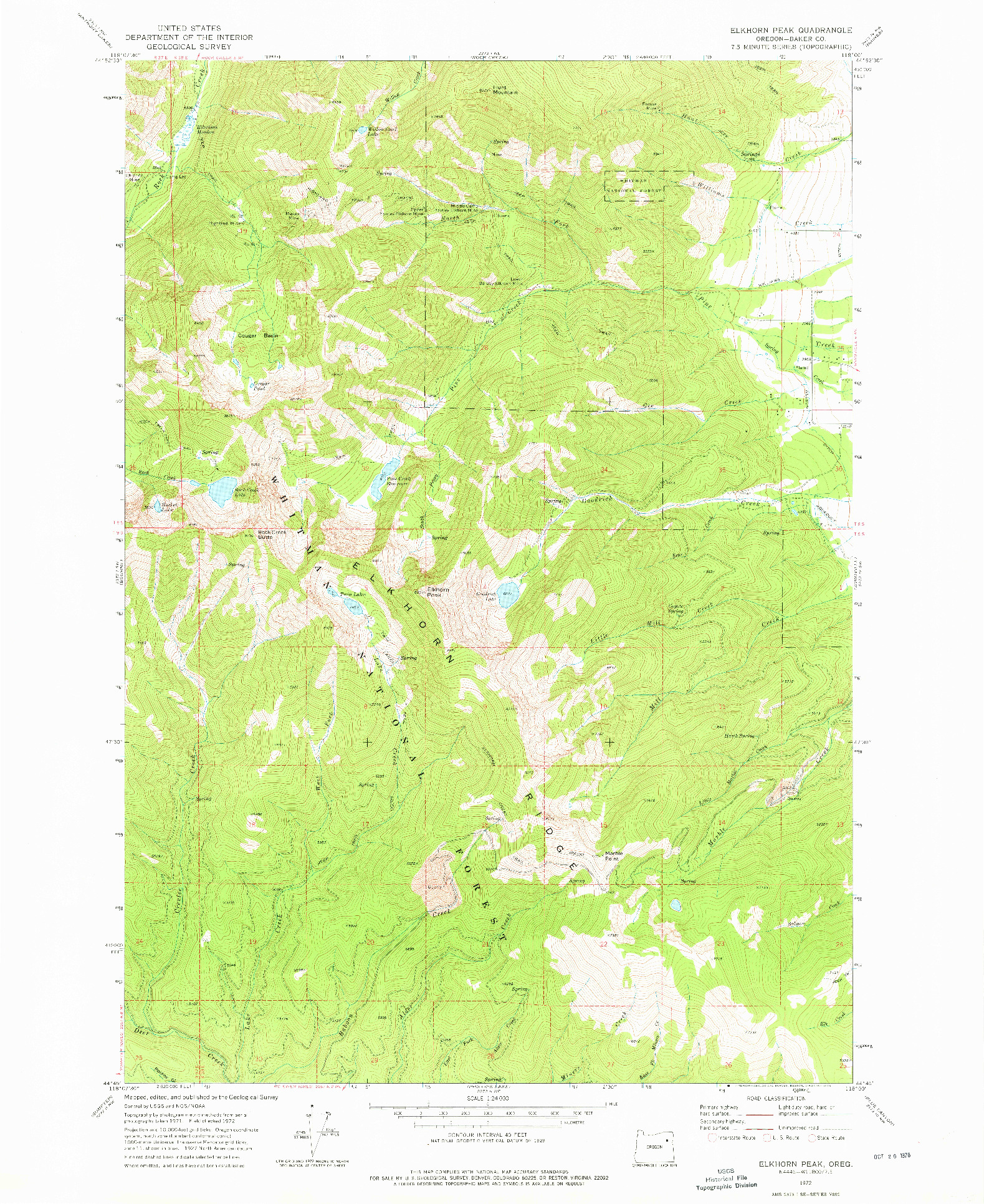 USGS 1:24000-SCALE QUADRANGLE FOR ELKHORN PEAK, OR 1972