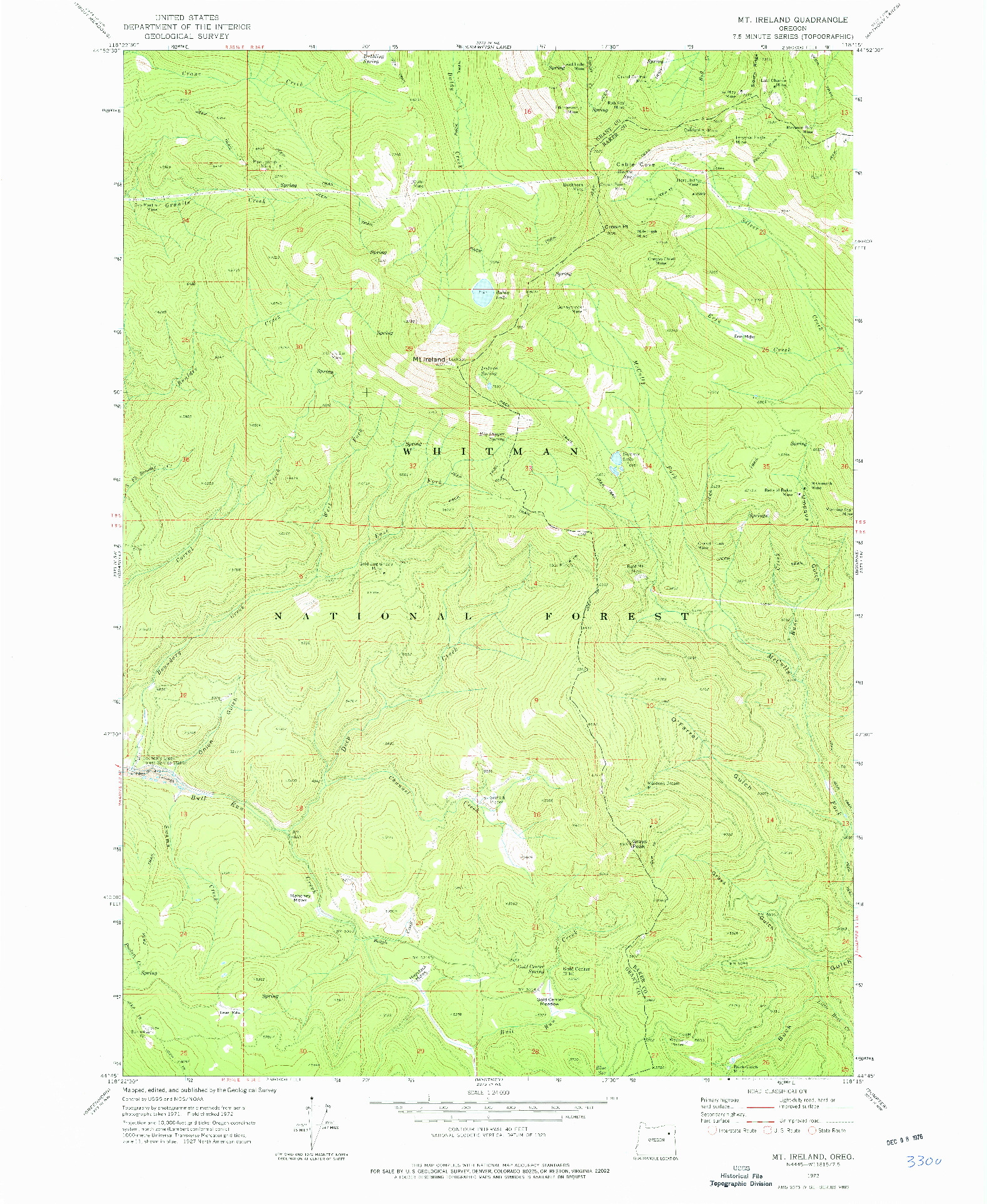 USGS 1:24000-SCALE QUADRANGLE FOR MT. IRELAND, OR 1972