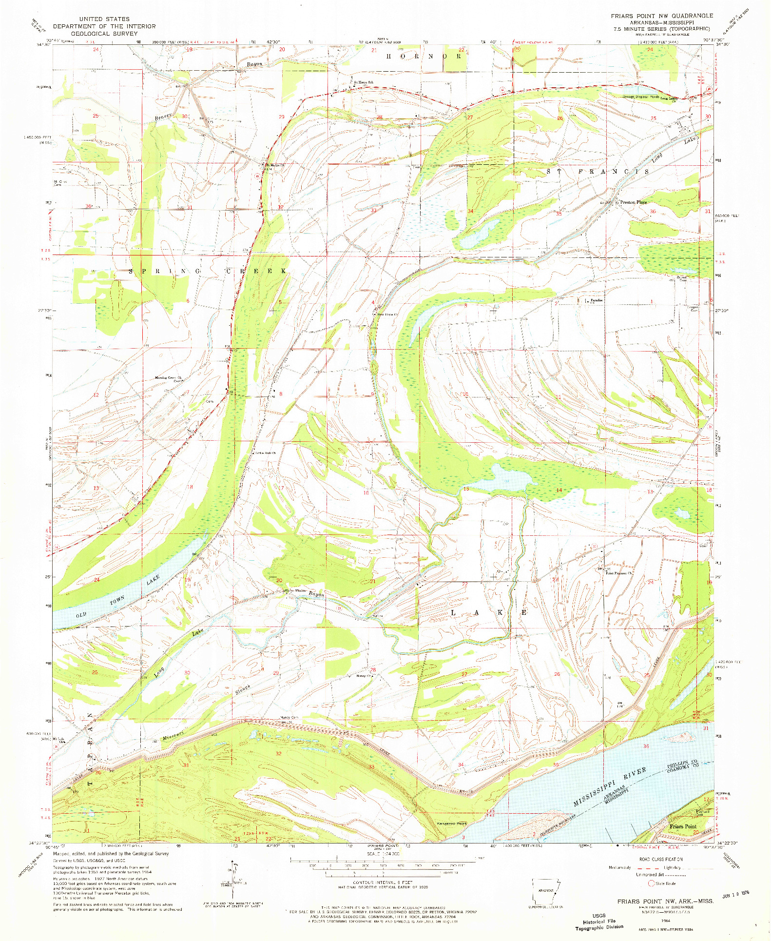 USGS 1:24000-SCALE QUADRANGLE FOR FRIARS POINT NW, AR 1964