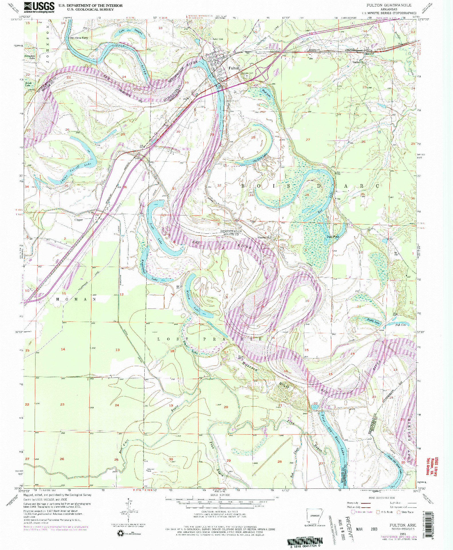 USGS 1:24000-SCALE QUADRANGLE FOR FULTON, AR 1951