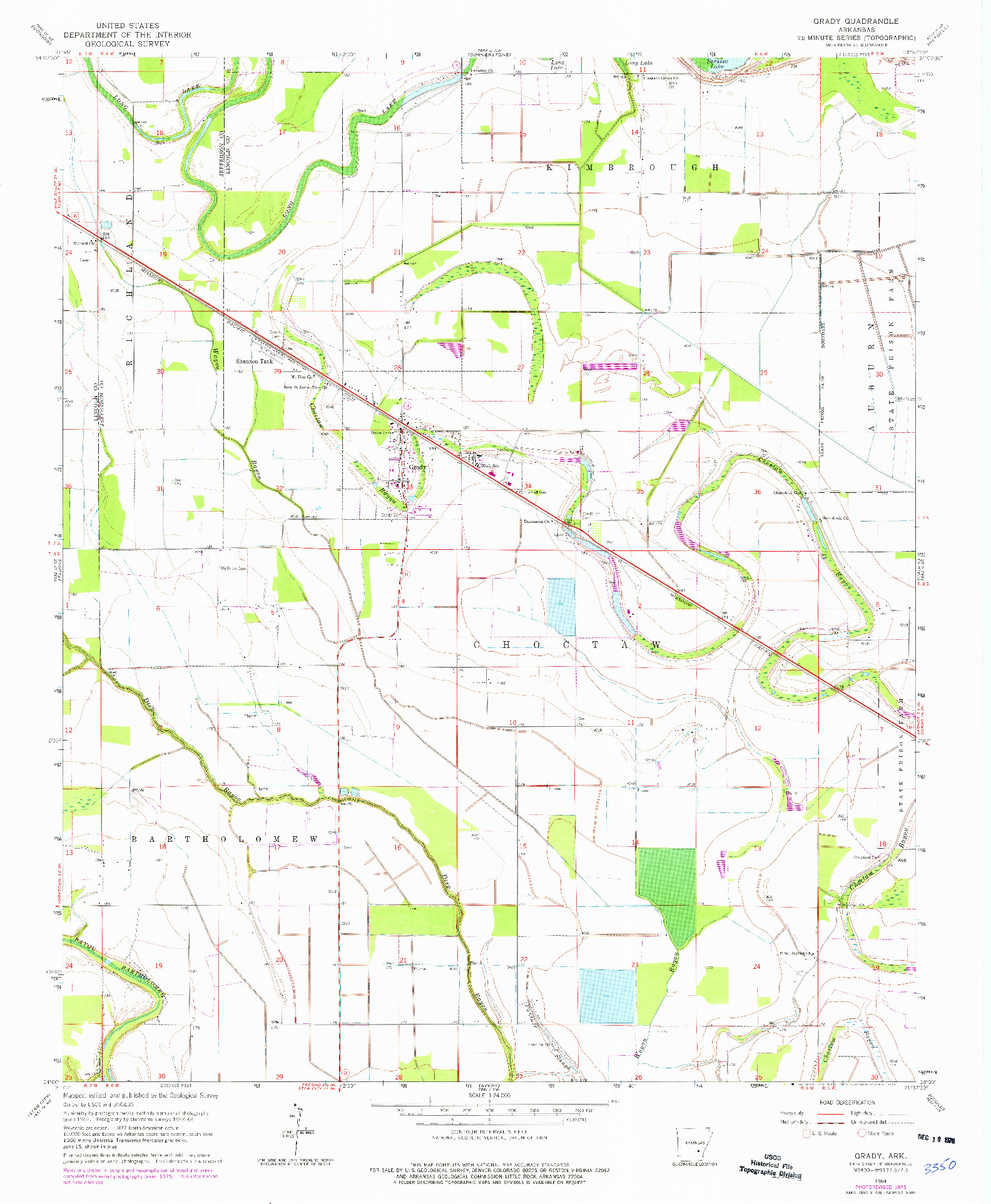 USGS 1:24000-SCALE QUADRANGLE FOR GRADY, AR 1964