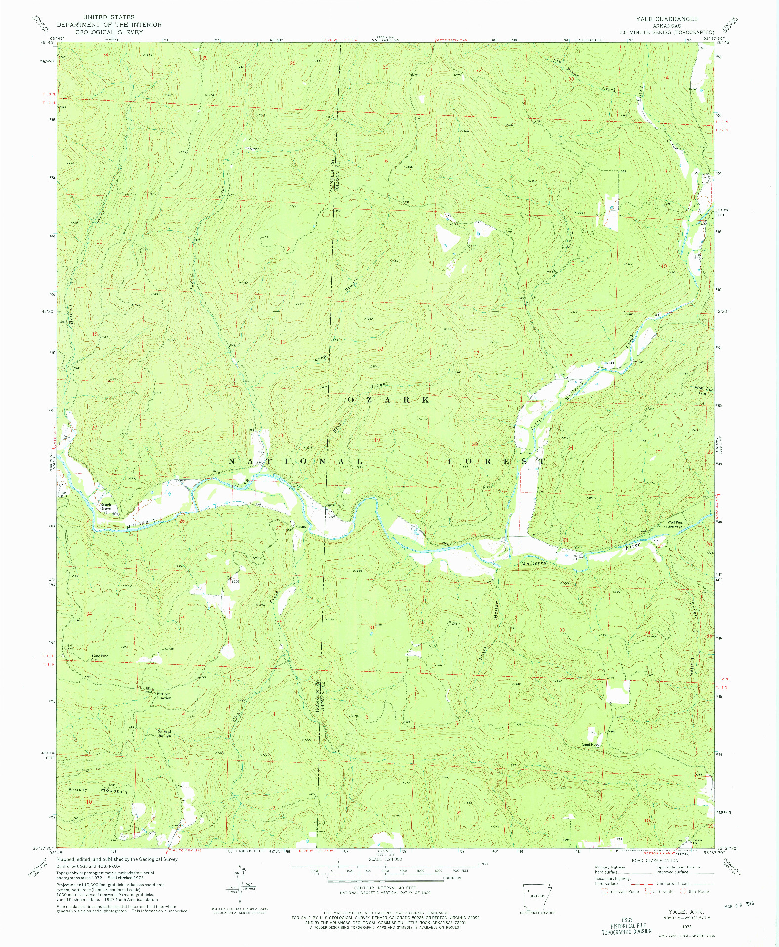 USGS 1:24000-SCALE QUADRANGLE FOR YALE, AR 1973