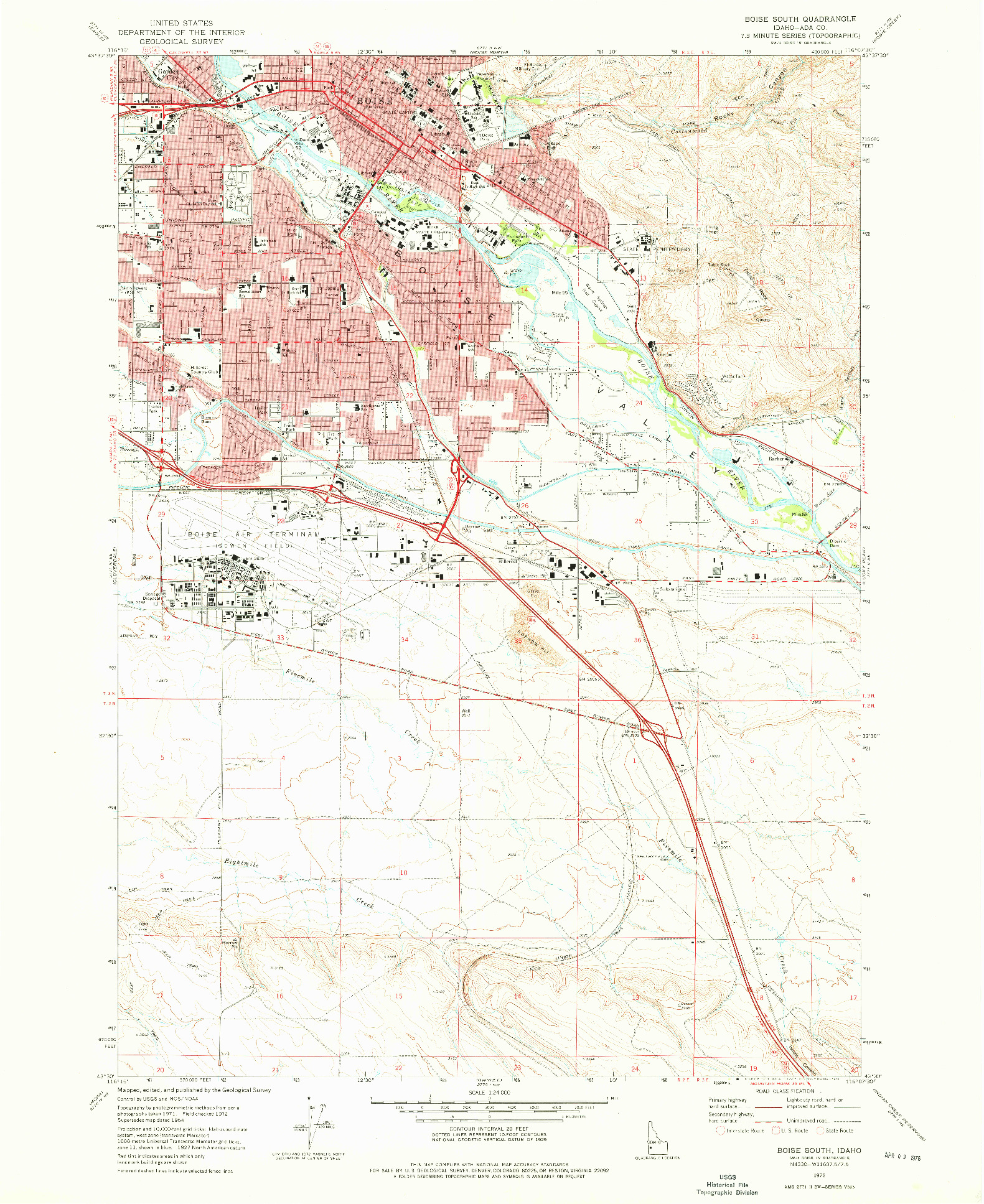 USGS 1:24000-SCALE QUADRANGLE FOR BOISE SOUTH, ID 1972