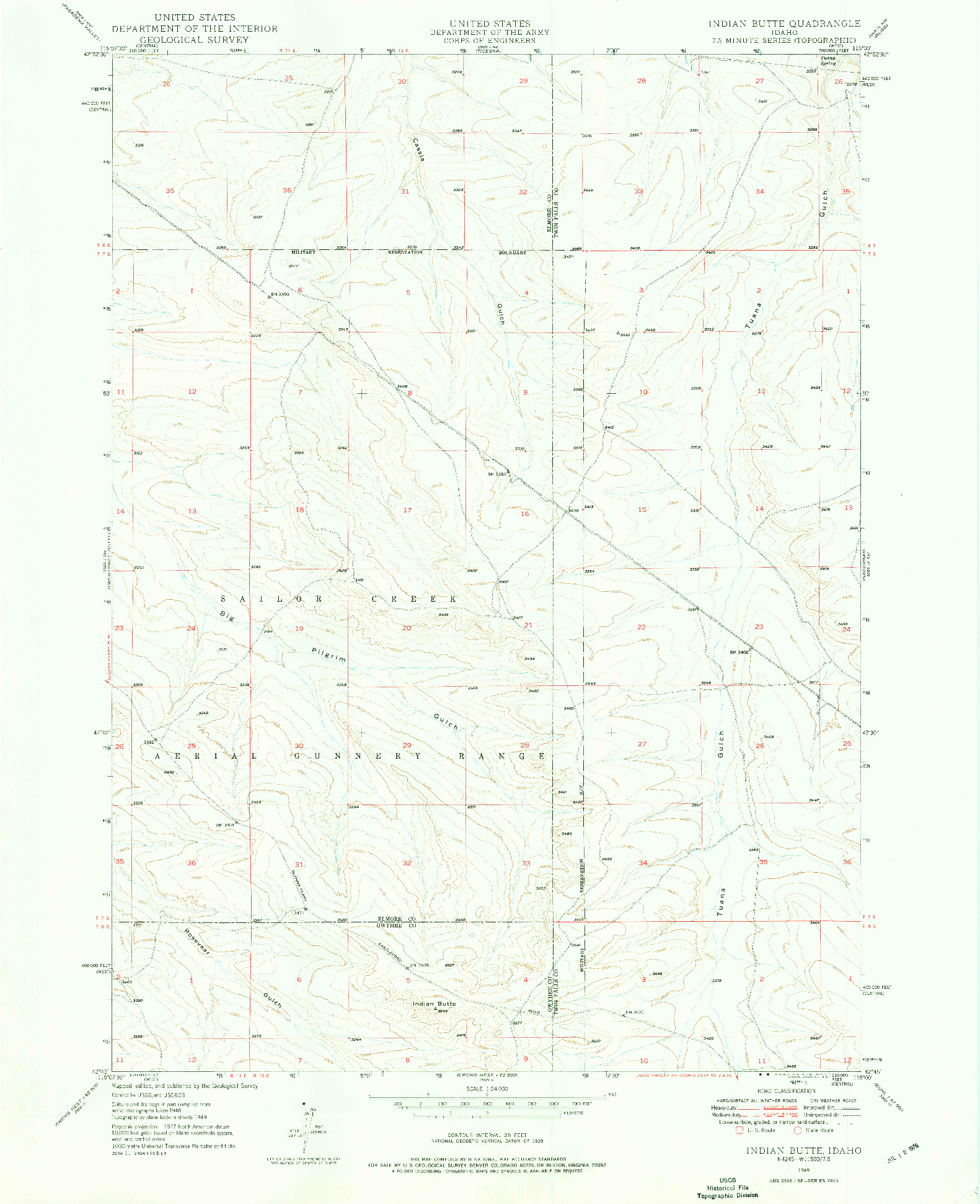 USGS 1:24000-SCALE QUADRANGLE FOR INDIAN BUTTE, ID 1949