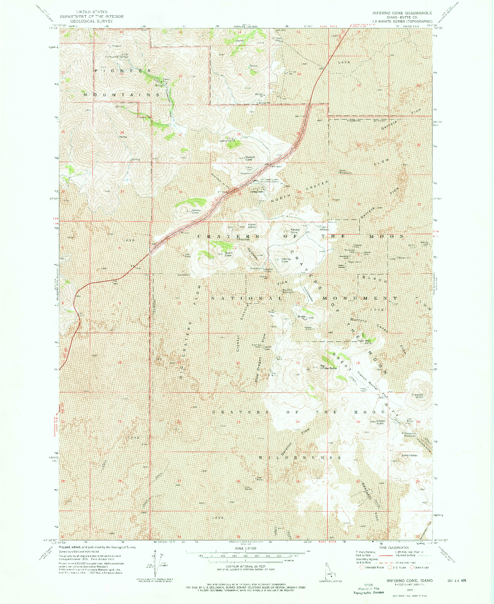 USGS 1:24000-SCALE QUADRANGLE FOR INFERNO CONE, ID 1972