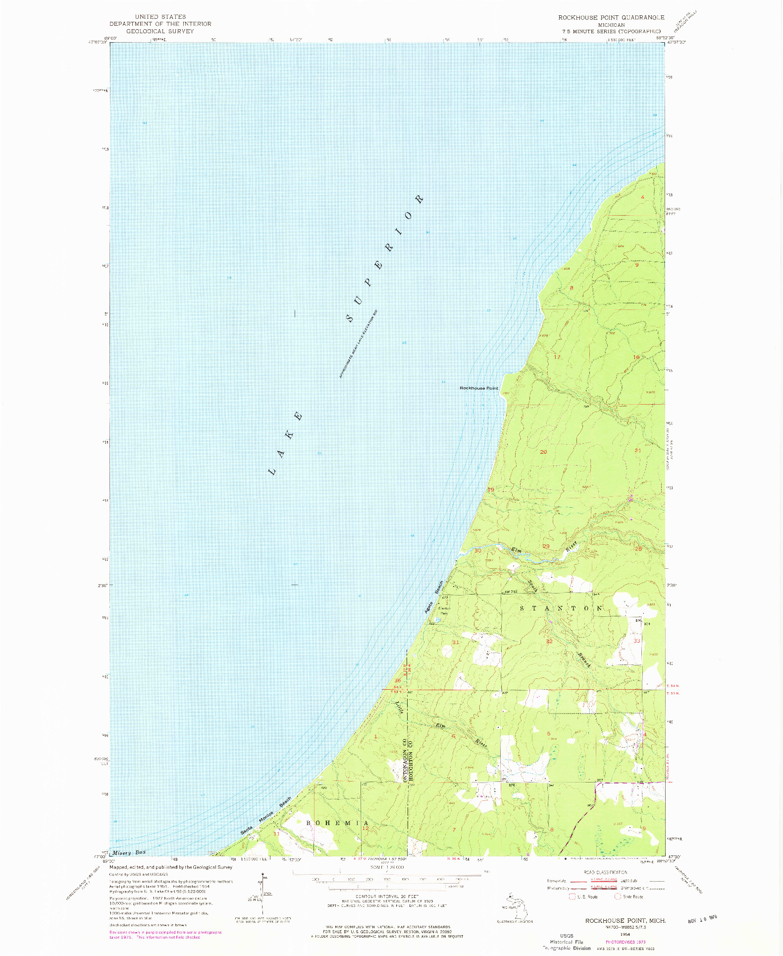 USGS 1:24000-SCALE QUADRANGLE FOR ROCKHOUSE POINT, MI 1954
