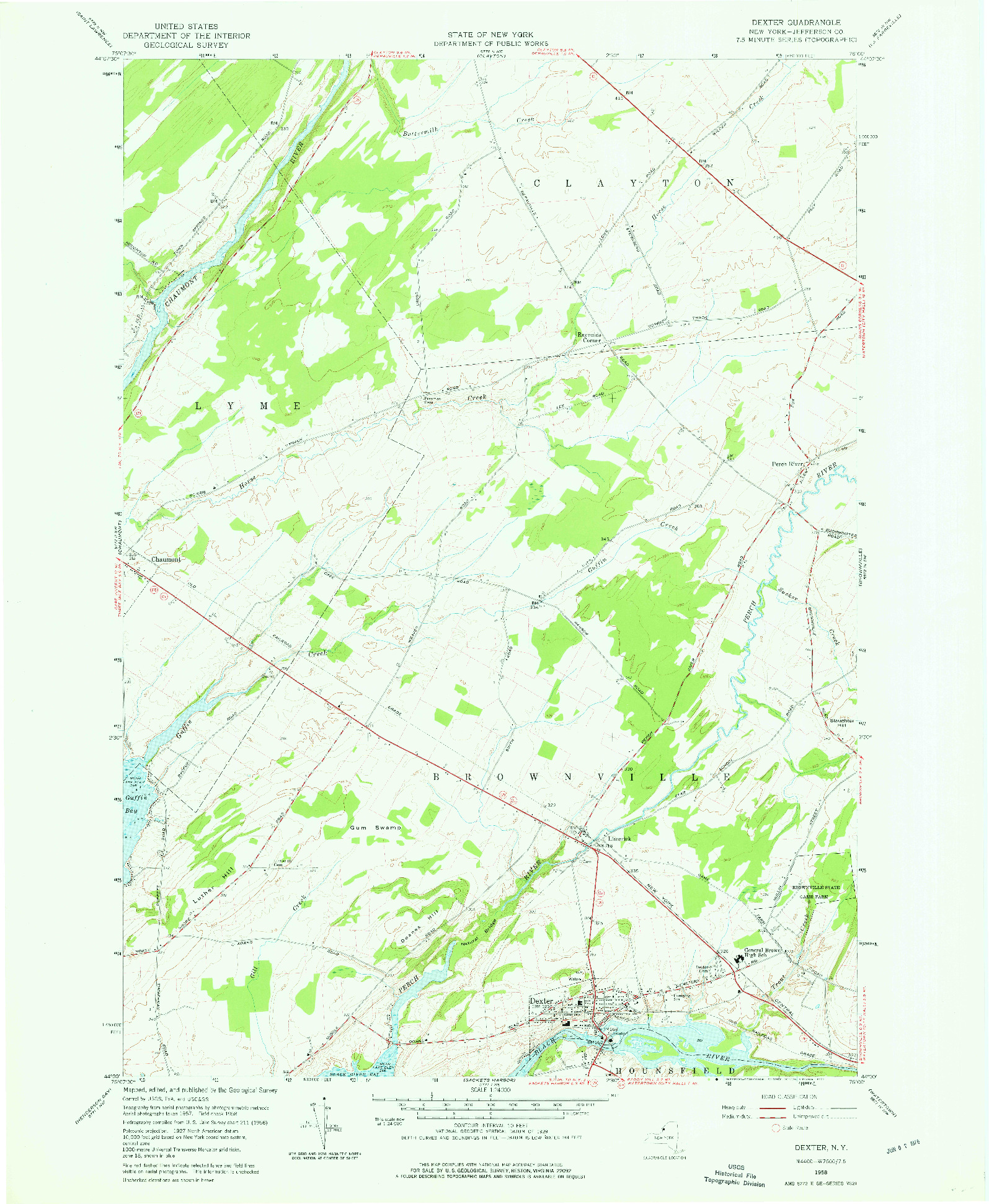 USGS 1:24000-SCALE QUADRANGLE FOR DEXTER, NY 1958