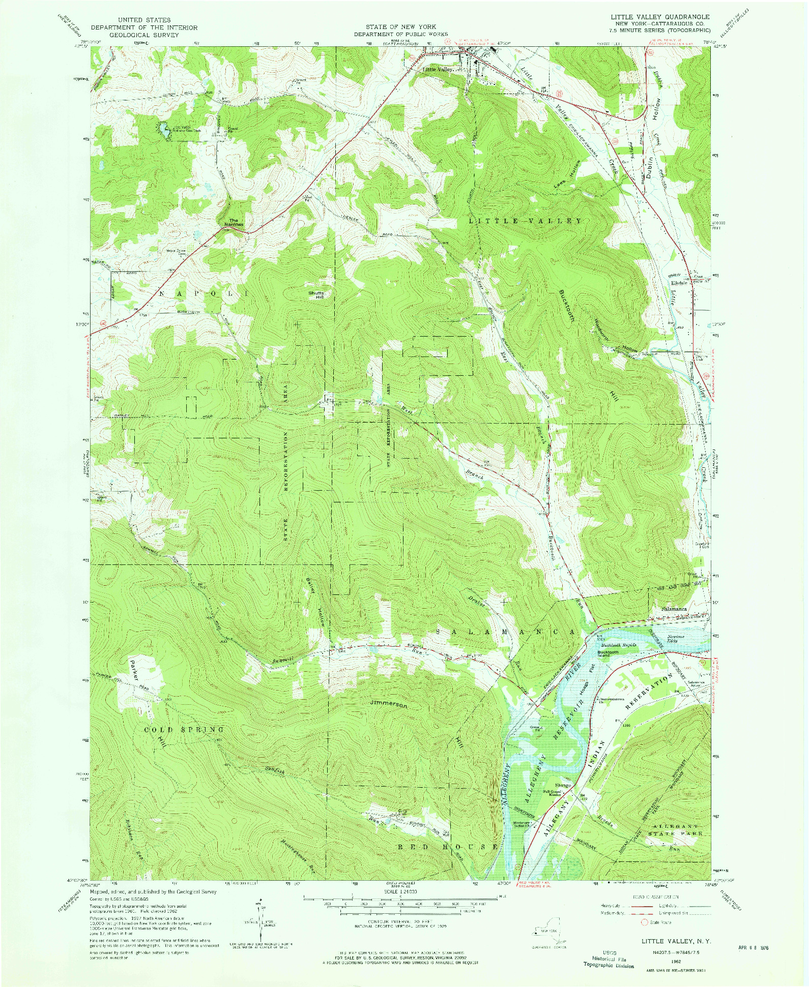 USGS 1:24000-SCALE QUADRANGLE FOR LITTLE VALLEY, NY 1962