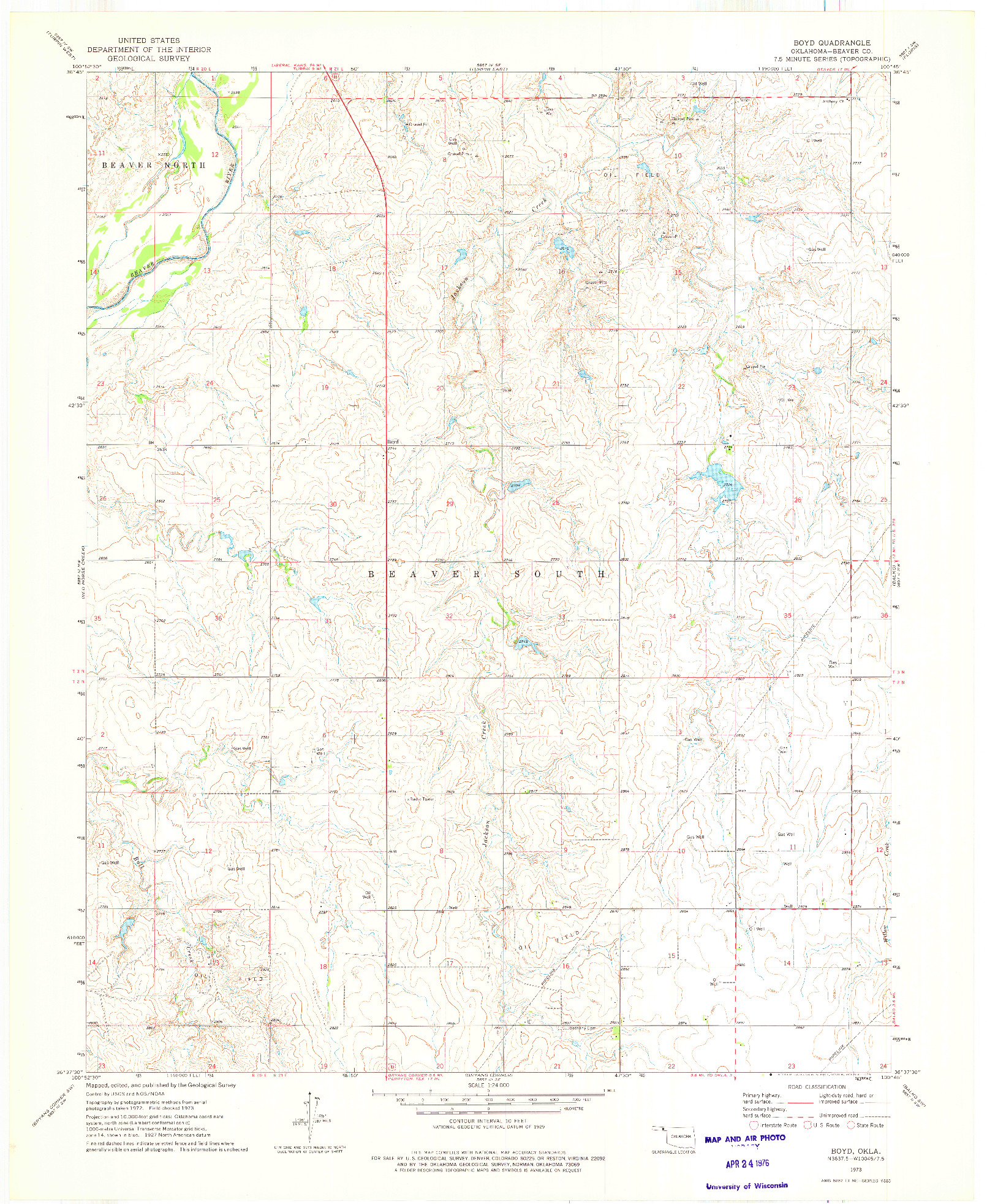 USGS 1:24000-SCALE QUADRANGLE FOR BOYD, OK 1973