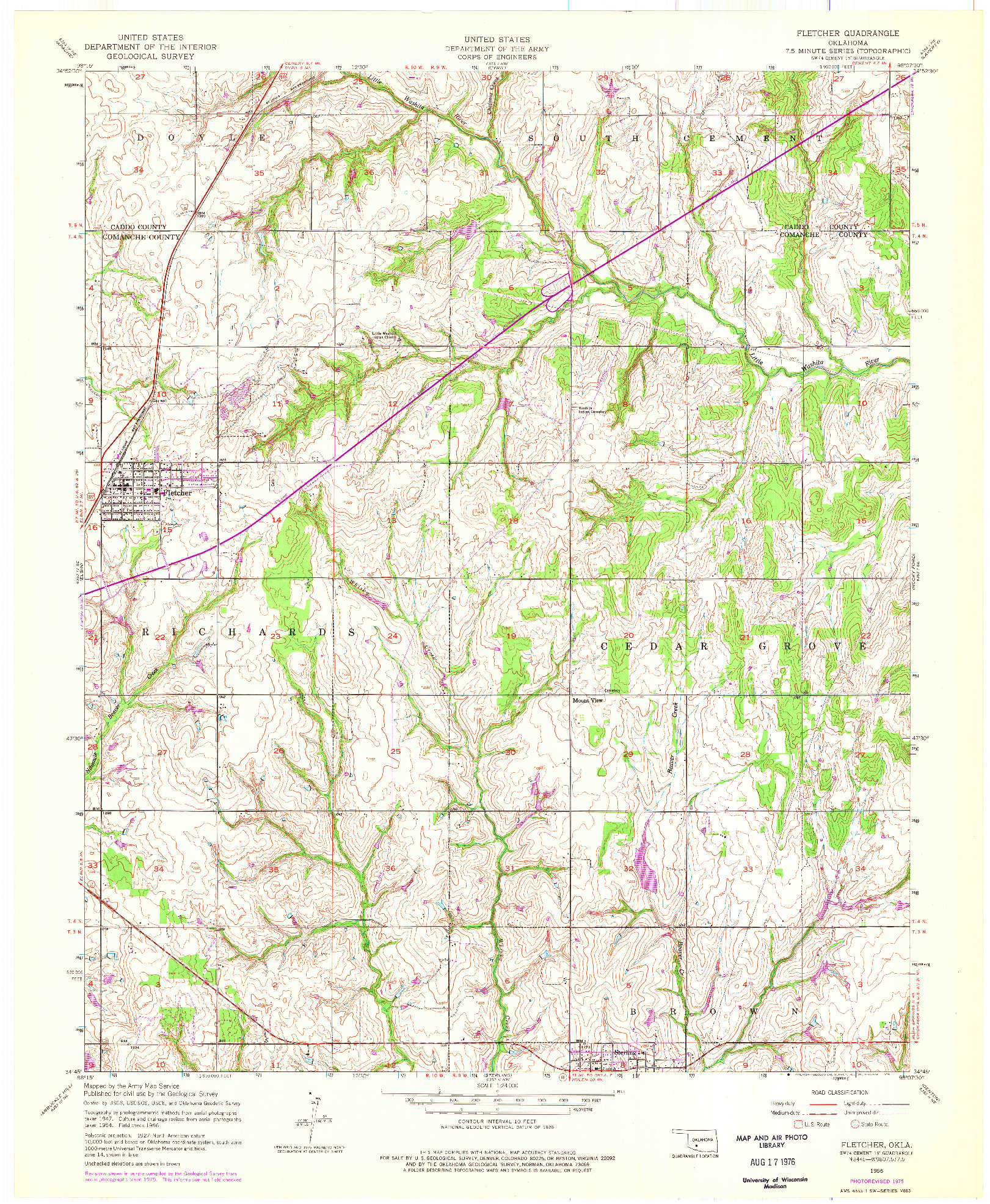 USGS 1:24000-SCALE QUADRANGLE FOR FLETCHER, OK 1956