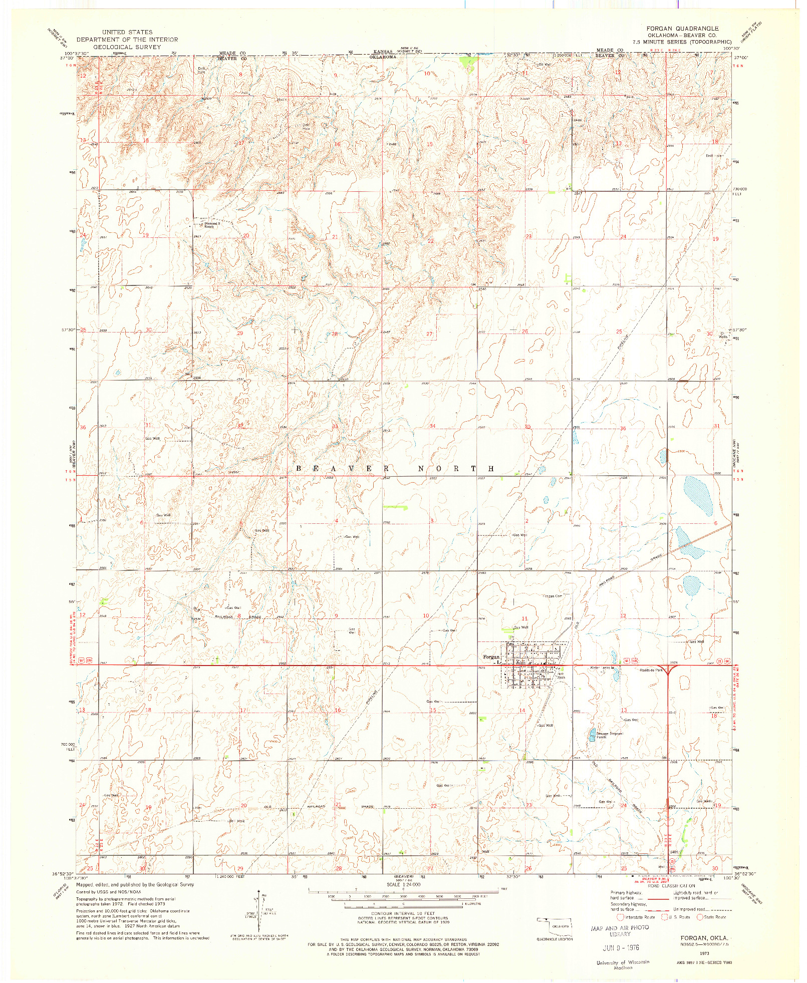 USGS 1:24000-SCALE QUADRANGLE FOR FORGAN, OK 1973