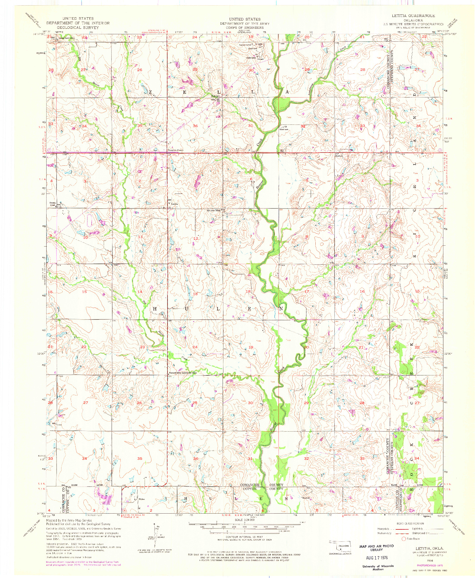 USGS 1:24000-SCALE QUADRANGLE FOR LETITIA, OK 1956