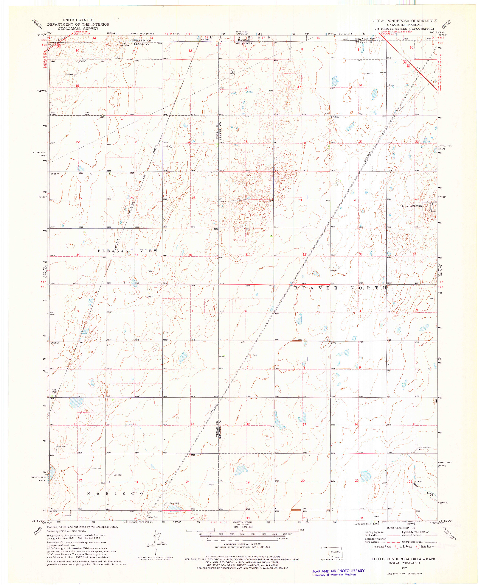 USGS 1:24000-SCALE QUADRANGLE FOR LITTLE PONDEROSA, OK 1973