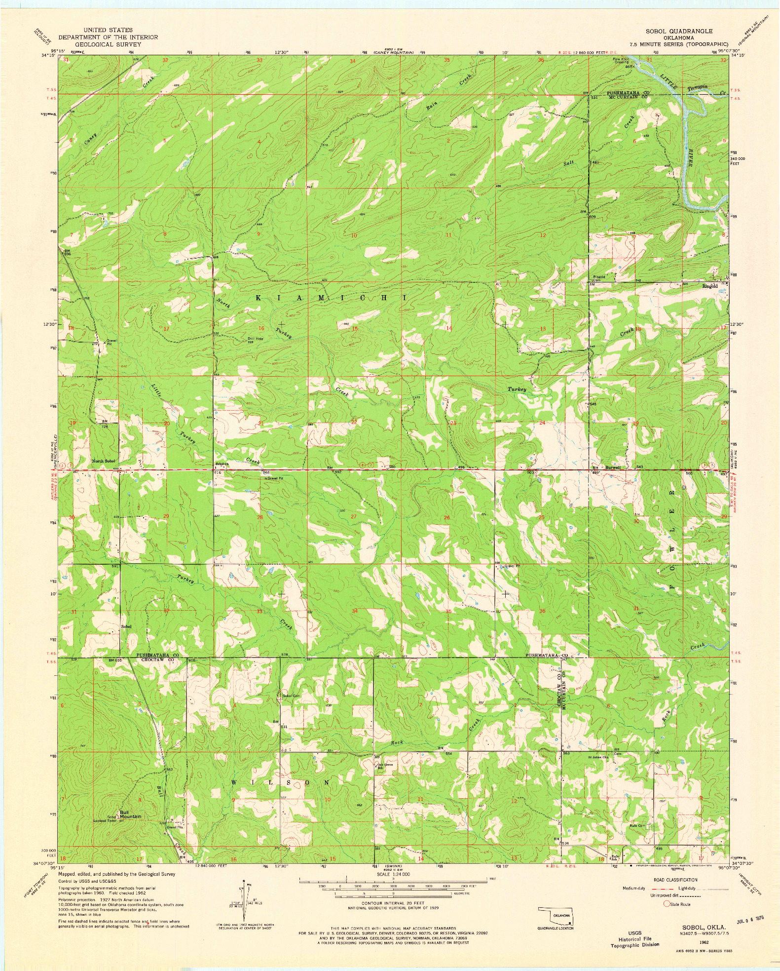 USGS 1:24000-SCALE QUADRANGLE FOR SOBOL, OK 1962