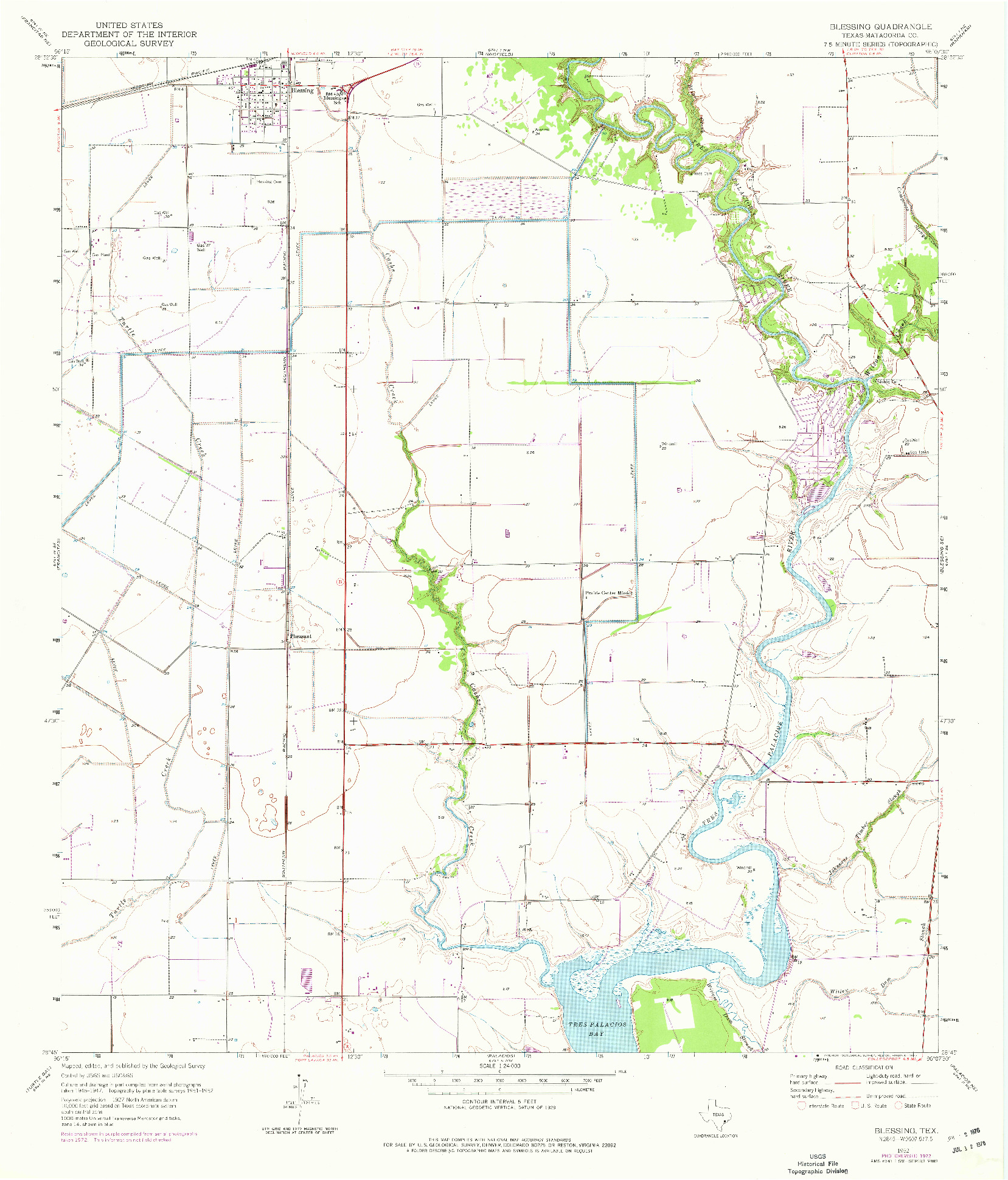 USGS 1:24000-SCALE QUADRANGLE FOR BLESSING, TX 1952