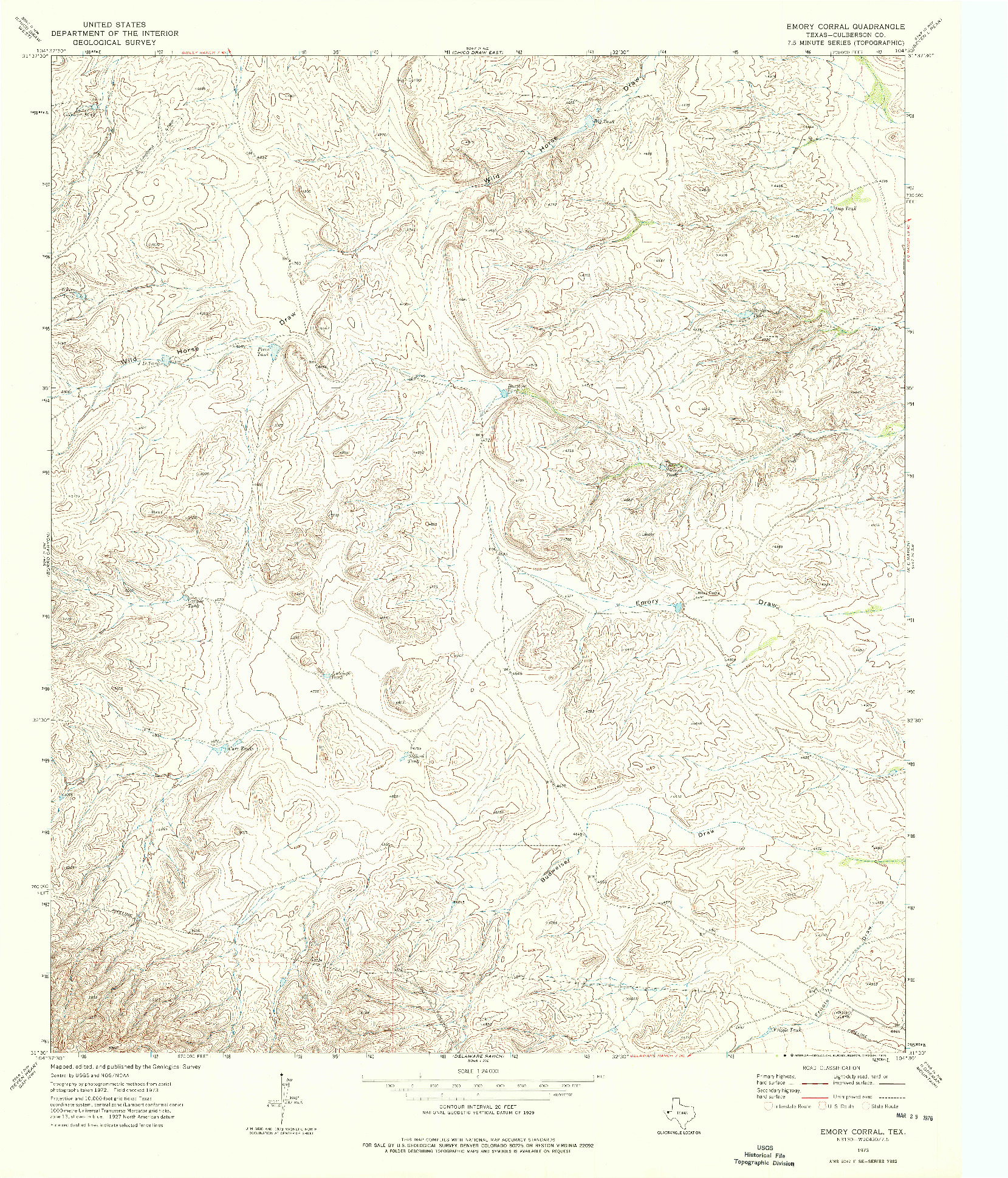 USGS 1:24000-SCALE QUADRANGLE FOR EMORY CORRAL, TX 1973