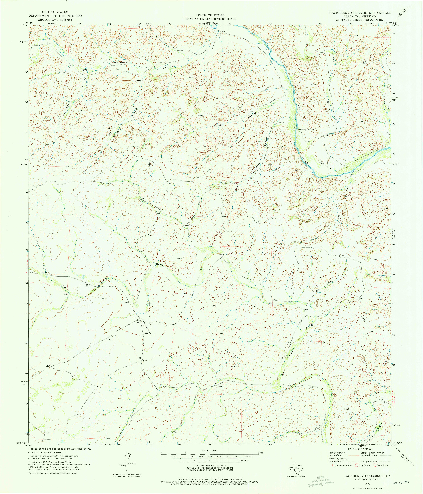 USGS 1:24000-SCALE QUADRANGLE FOR HACKBERRY CROSSING, TX 1973