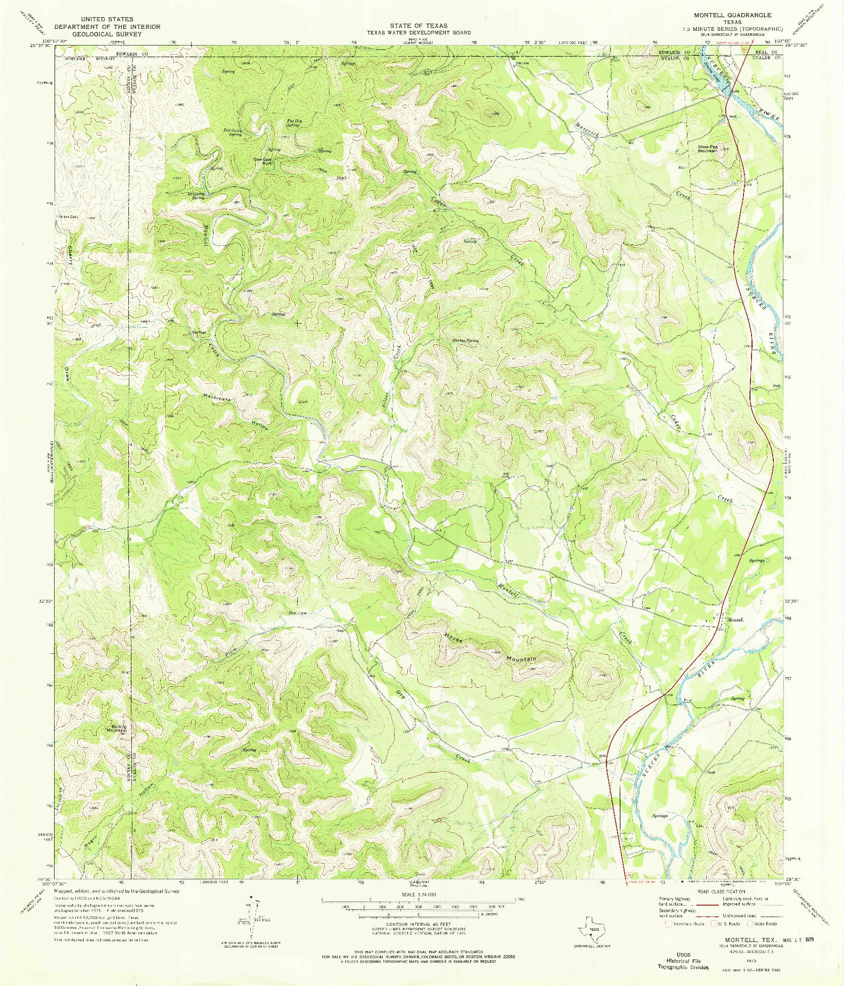 USGS 1:24000-SCALE QUADRANGLE FOR MONTELL, TX 1973