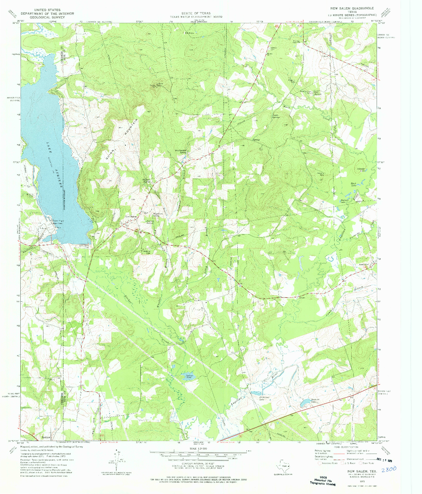 USGS 1:24000-SCALE QUADRANGLE FOR NEW SALEM, TX 1973