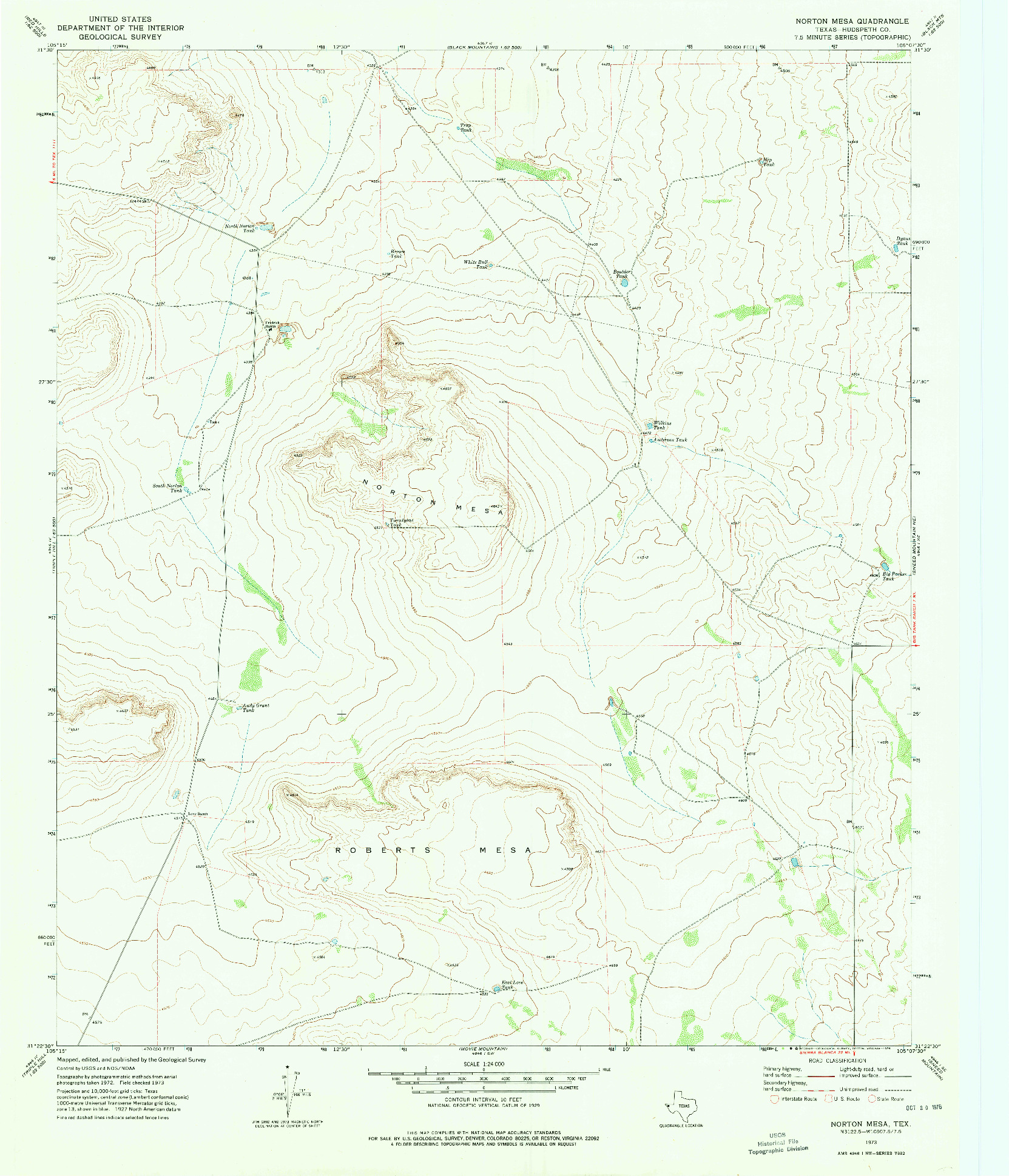 USGS 1:24000-SCALE QUADRANGLE FOR NORTON MESA, TX 1973