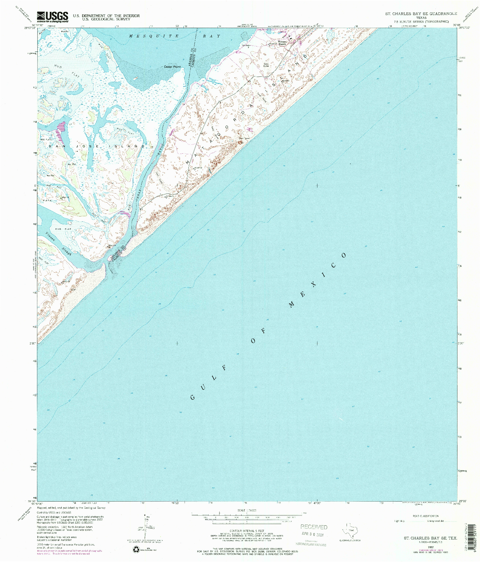 USGS 1:24000-SCALE QUADRANGLE FOR ST. CHARLES BAY SE, TX 1952