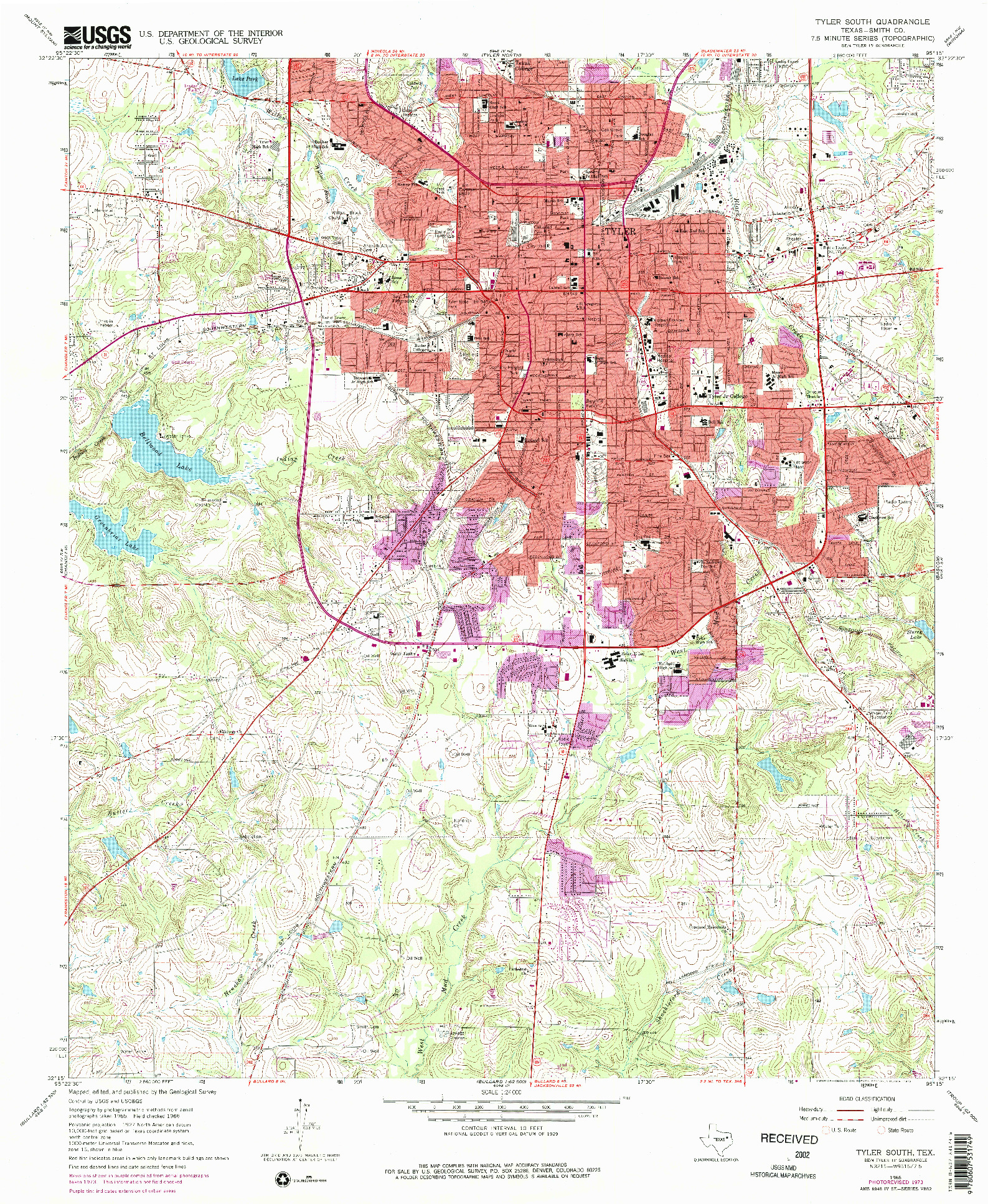 USGS 1:24000-SCALE QUADRANGLE FOR TYLER SOUTH, TX 1966