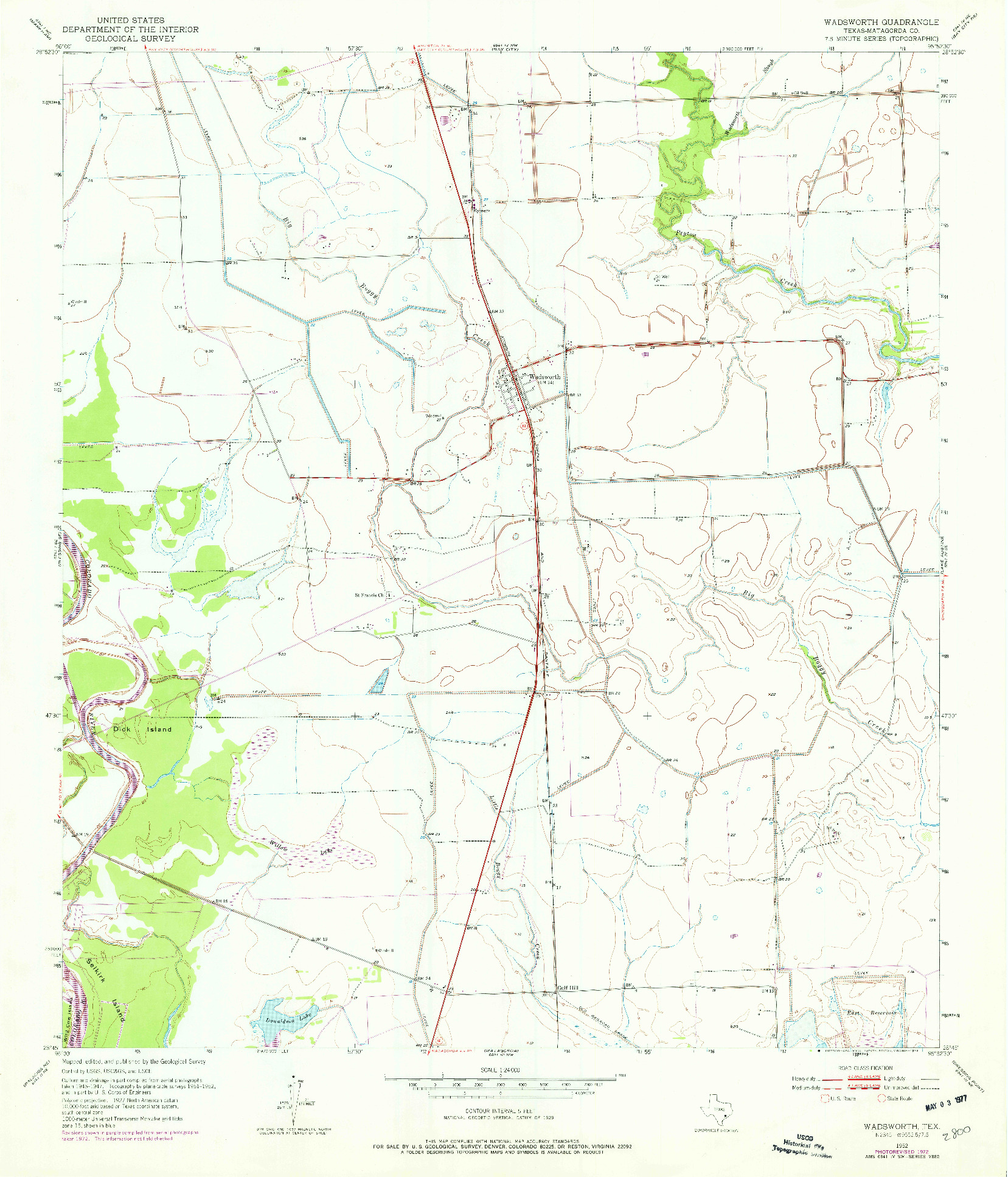 USGS 1:24000-SCALE QUADRANGLE FOR WADSWORTH, TX 1952