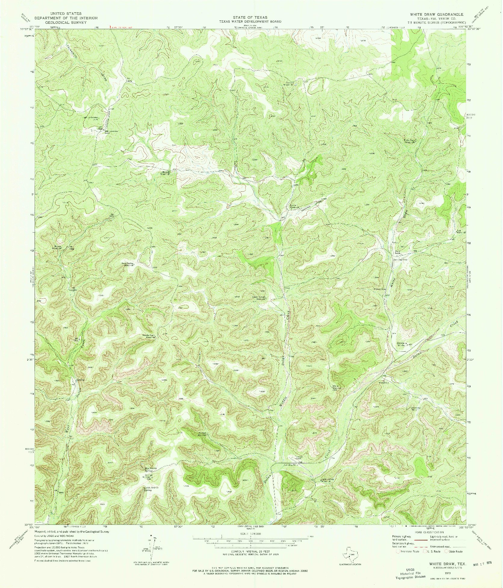 USGS 1:24000-SCALE QUADRANGLE FOR WHITE DRAW, TX 1973