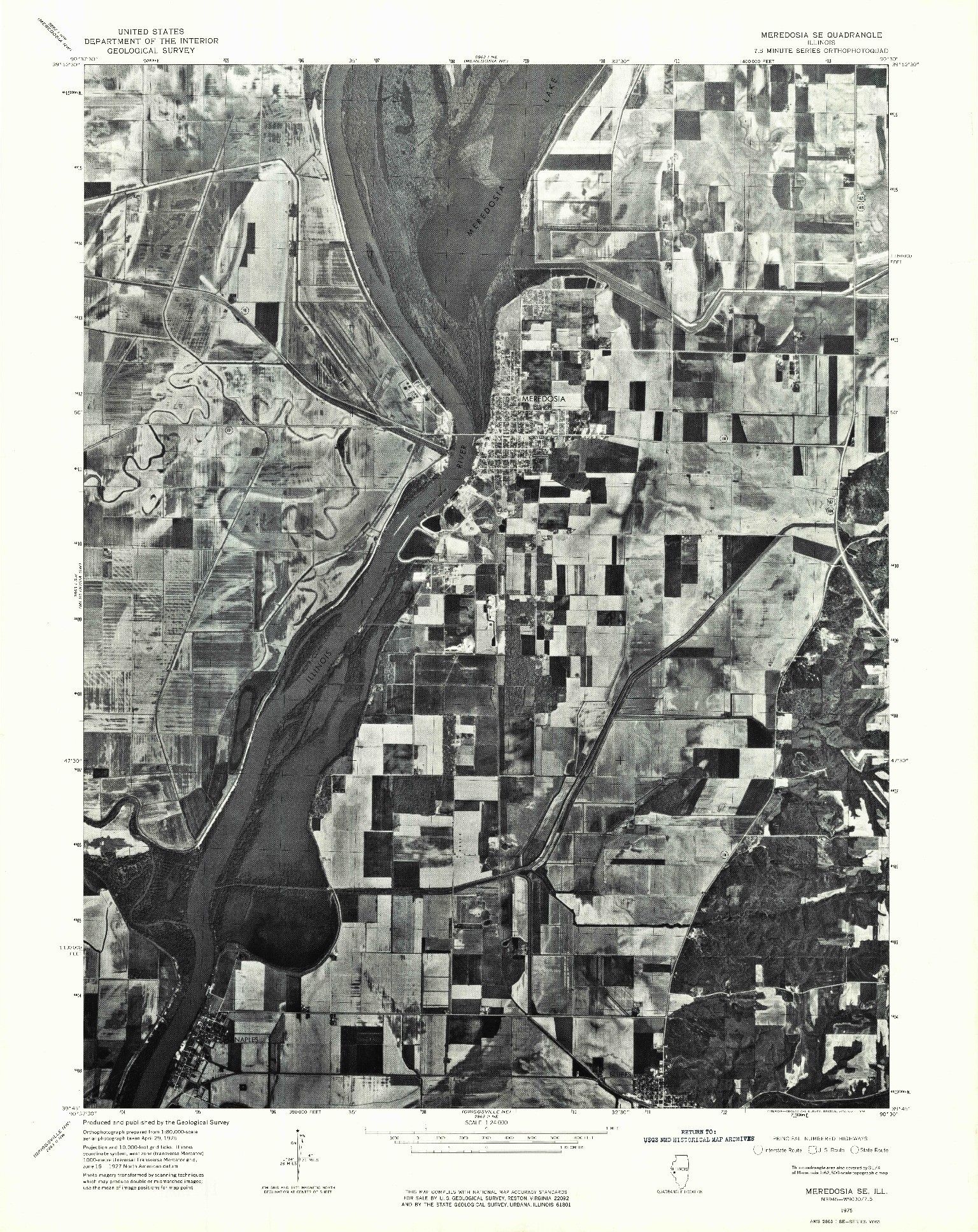 USGS 1:24000-SCALE QUADRANGLE FOR MEREDOSIA SE, IL 1975