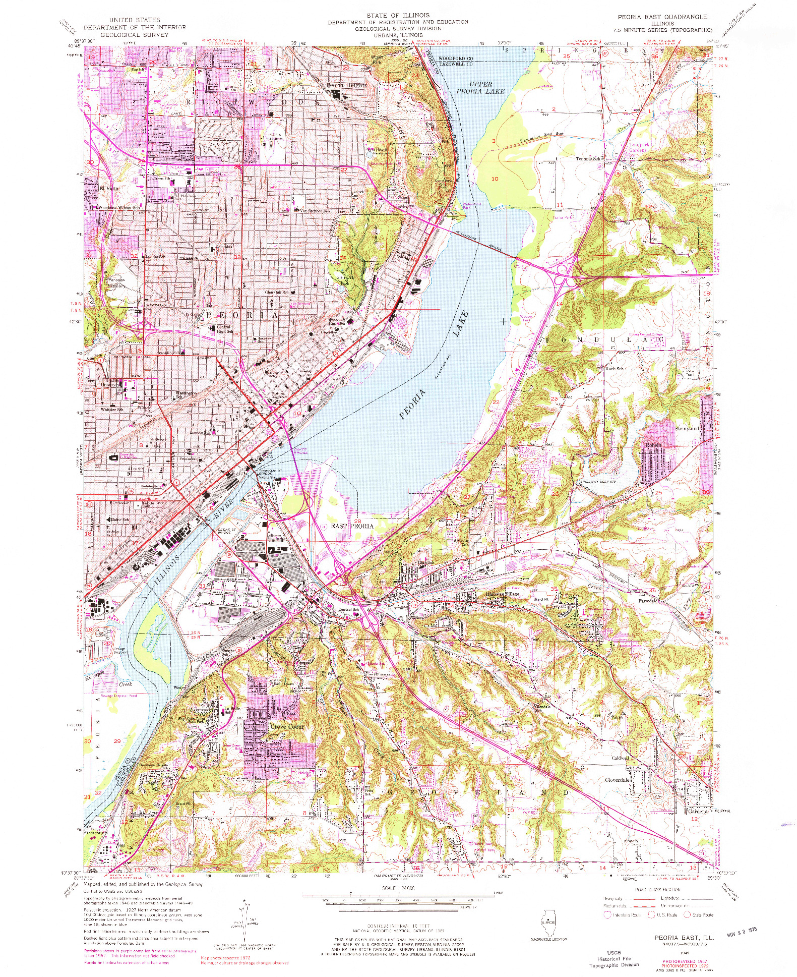 USGS 1:24000-SCALE QUADRANGLE FOR PEORIA EAST, IL 1949