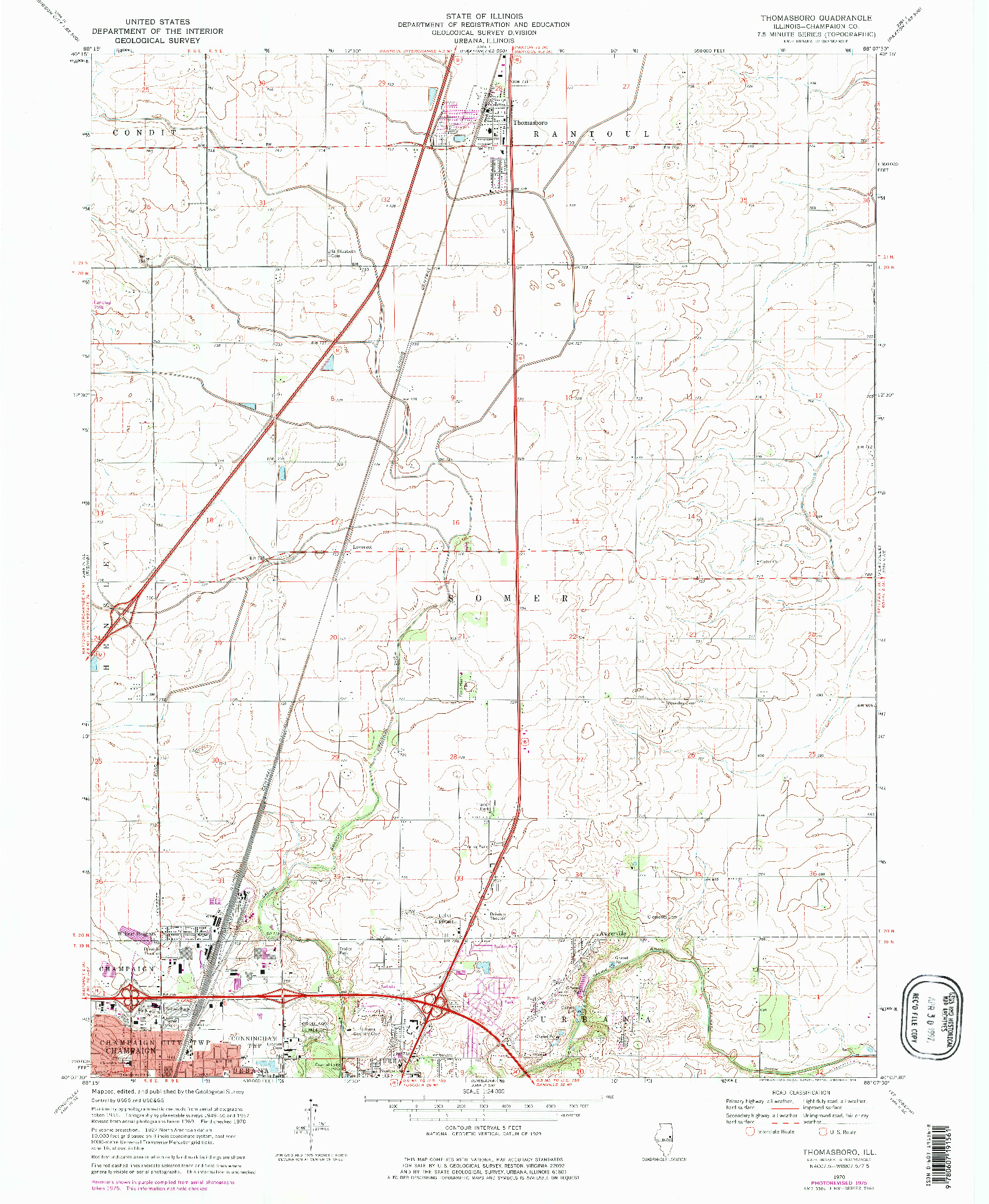 USGS 1:24000-SCALE QUADRANGLE FOR THOMASBORO, IL 1970