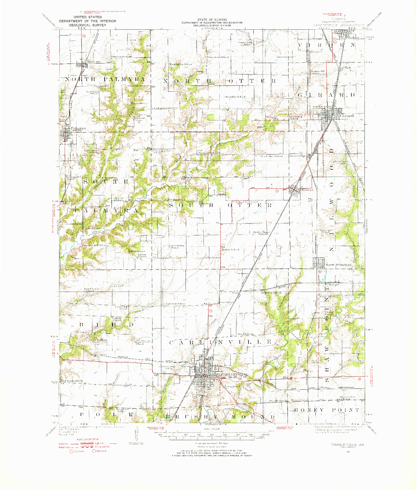USGS 1:62500-SCALE QUADRANGLE FOR CARLINVILLE, IL 1931