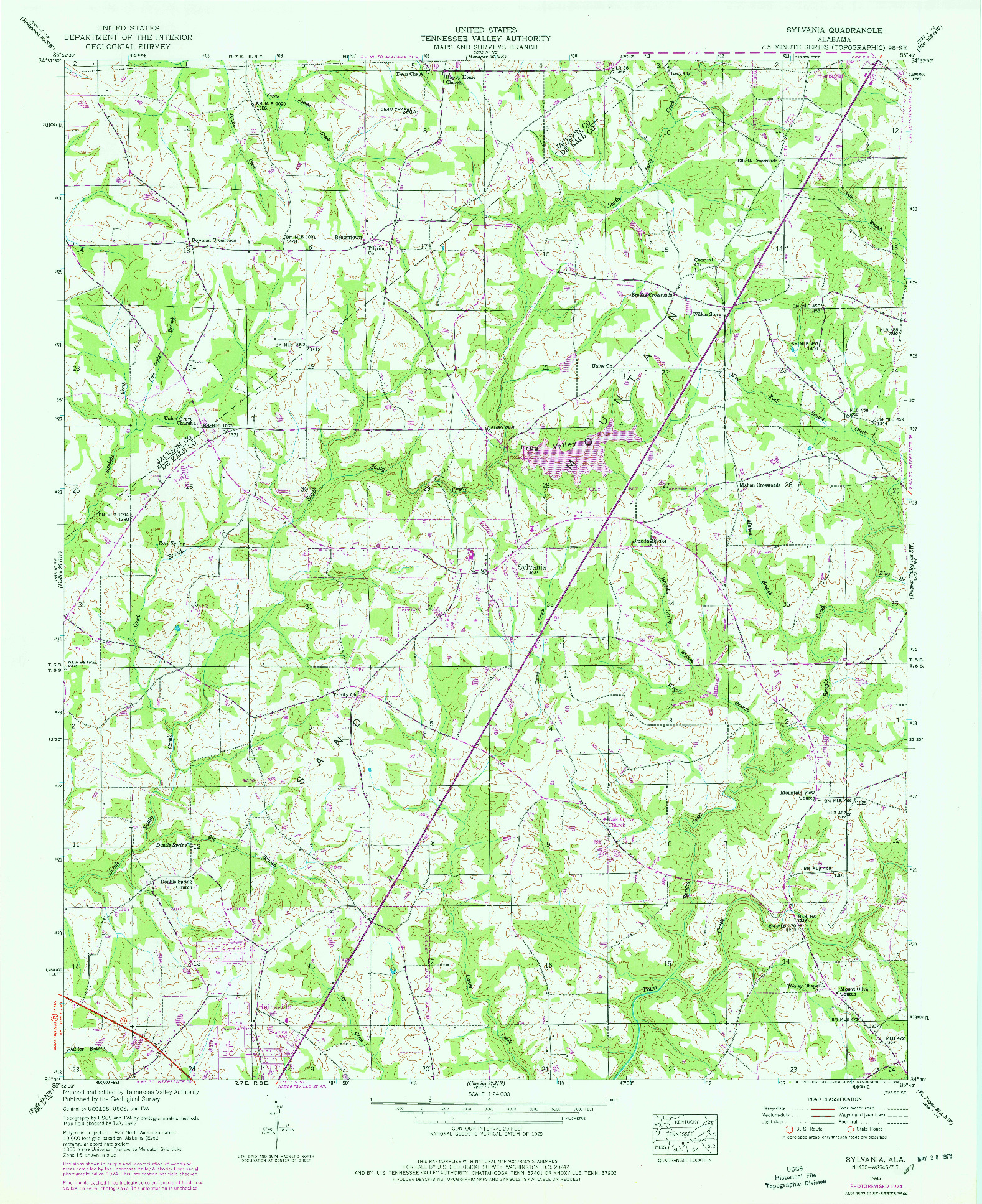 USGS 1:24000-SCALE QUADRANGLE FOR SYLVANIA, AL 1947