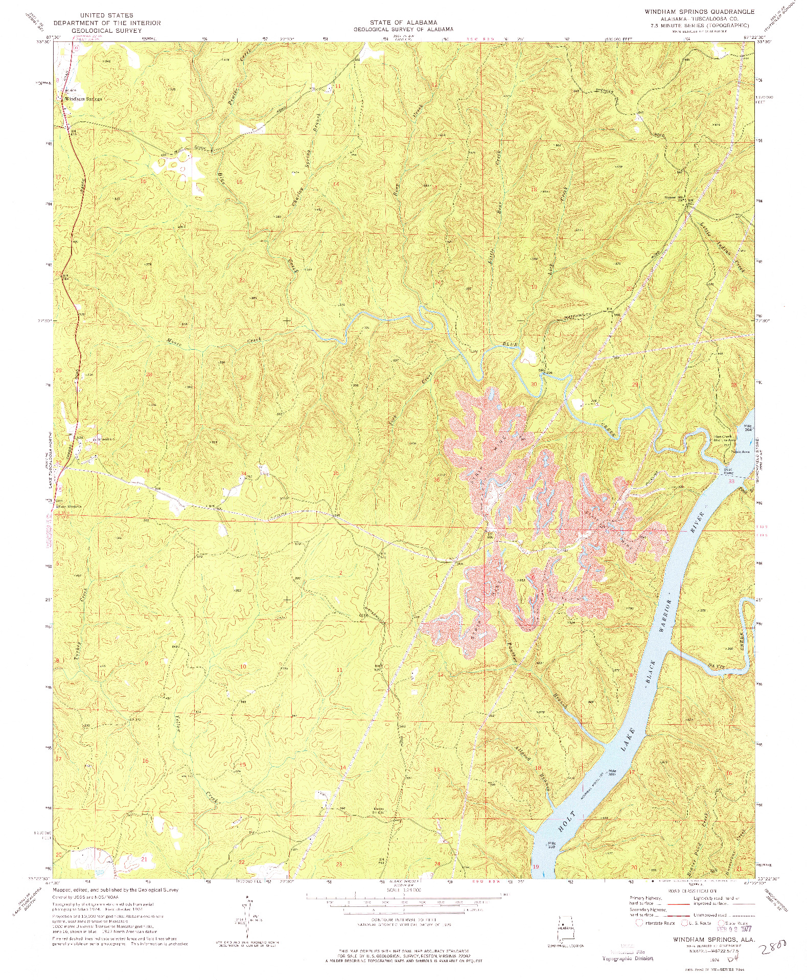 USGS 1:24000-SCALE QUADRANGLE FOR WINDHAM SPRINGS, AL 1974