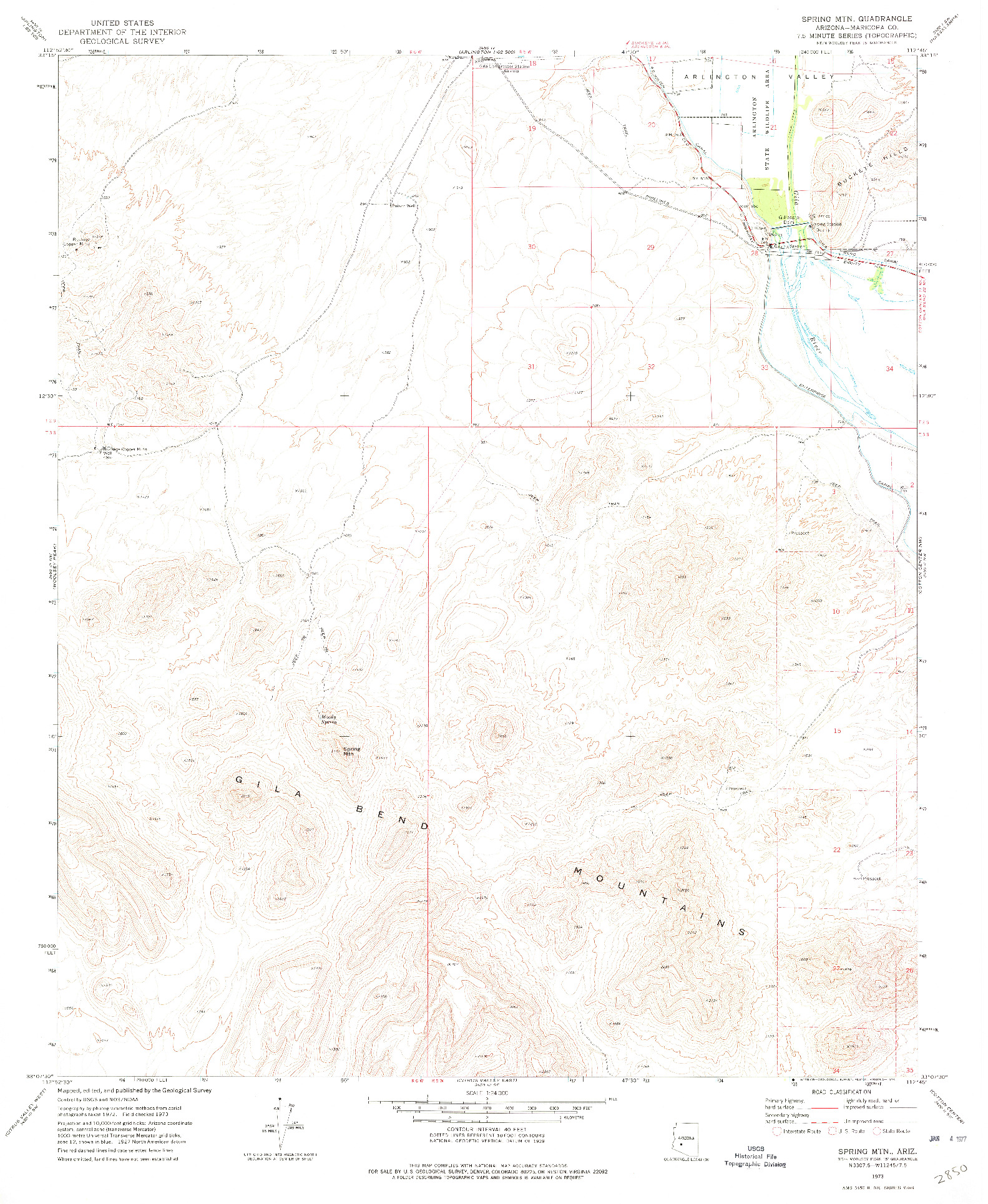USGS 1:24000-SCALE QUADRANGLE FOR SPRING MTN., AZ 1973