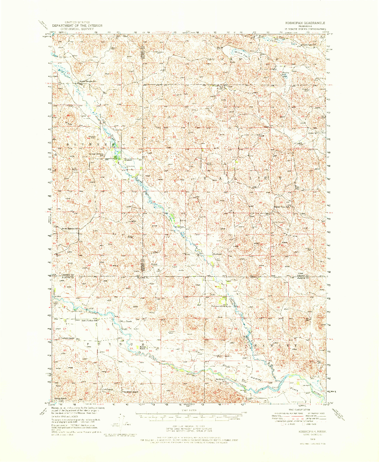 USGS 1:62500-SCALE QUADRANGLE FOR KOSHOPAH, NE 1949