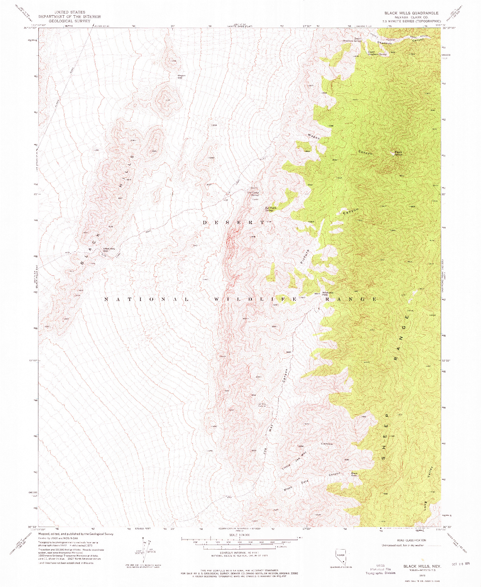 USGS 1:24000-SCALE QUADRANGLE FOR BLACK HILLS, NV 1973