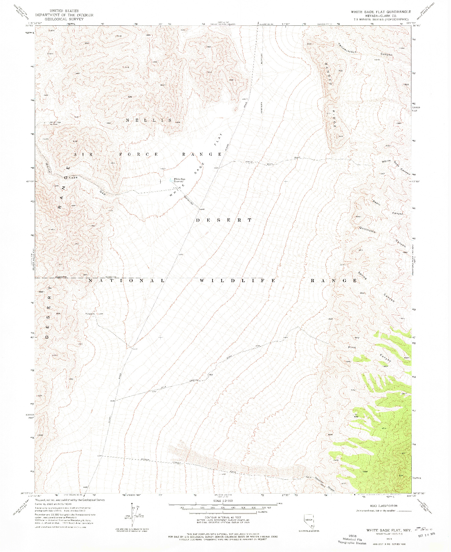 USGS 1:24000-SCALE QUADRANGLE FOR WHITE SAGE FLAT, NV 1973