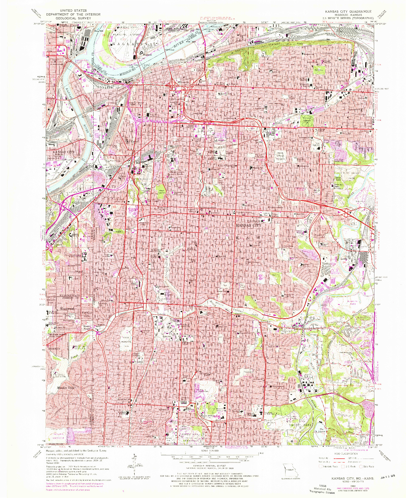 USGS 1:24000-SCALE QUADRANGLE FOR KANSAS CITY, MO 1964