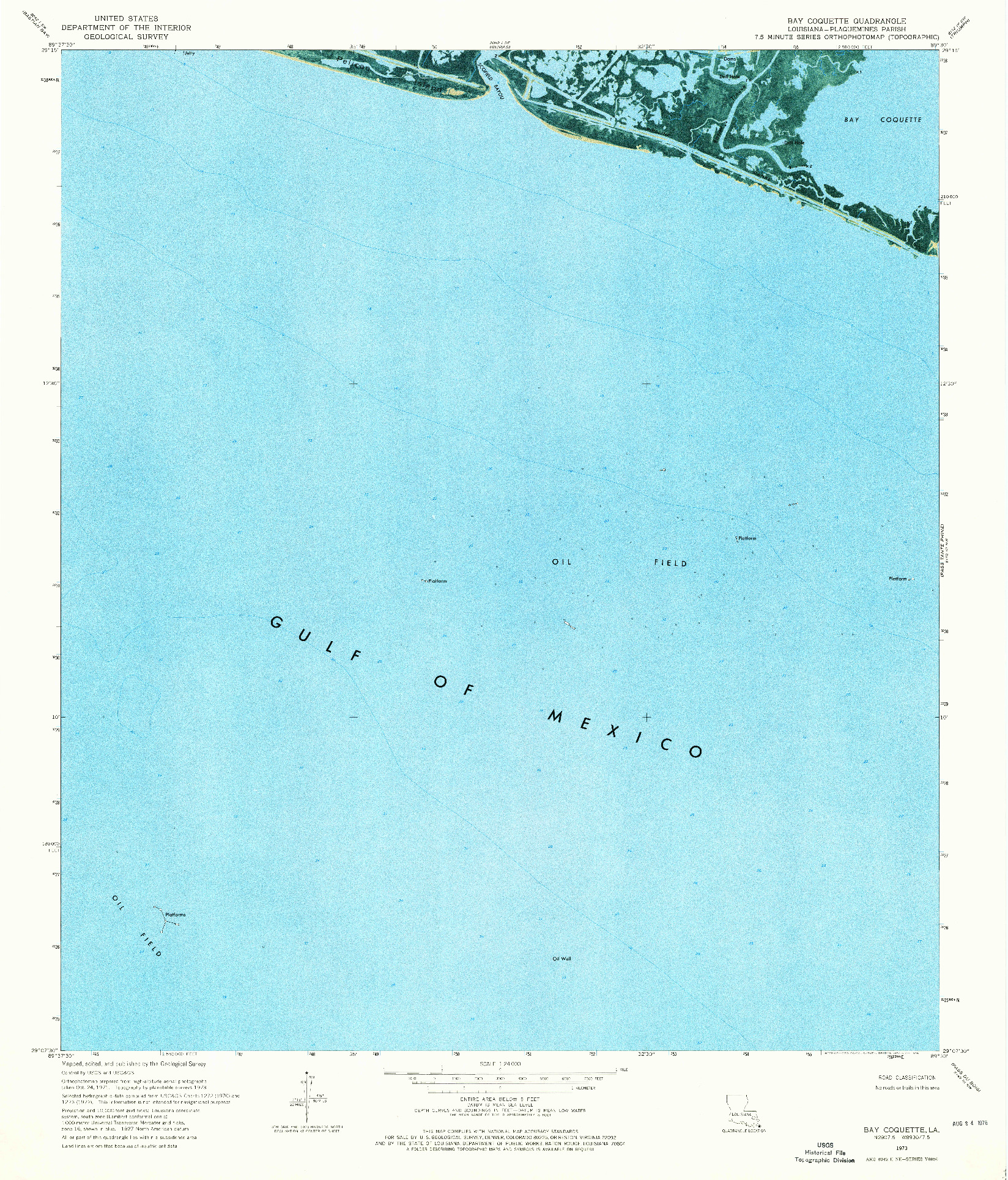 USGS 1:24000-SCALE QUADRANGLE FOR BAY COQUETTE, LA 1973