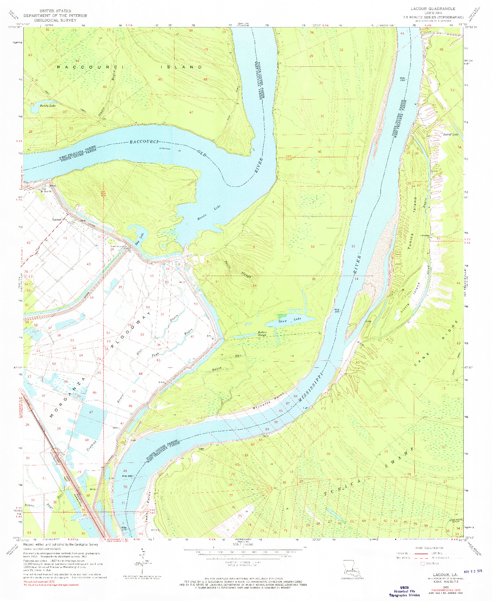 USGS 1:24000-SCALE QUADRANGLE FOR LACOUR, LA 1965