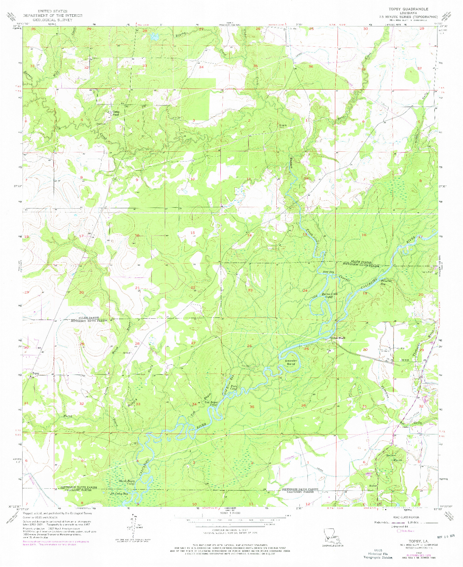 USGS 1:24000-SCALE QUADRANGLE FOR TOPSY, LA 1957