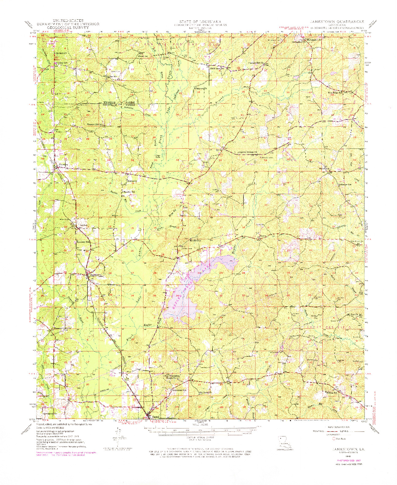 USGS 1:62500-SCALE QUADRANGLE FOR JAMESTOWN, LA 1948