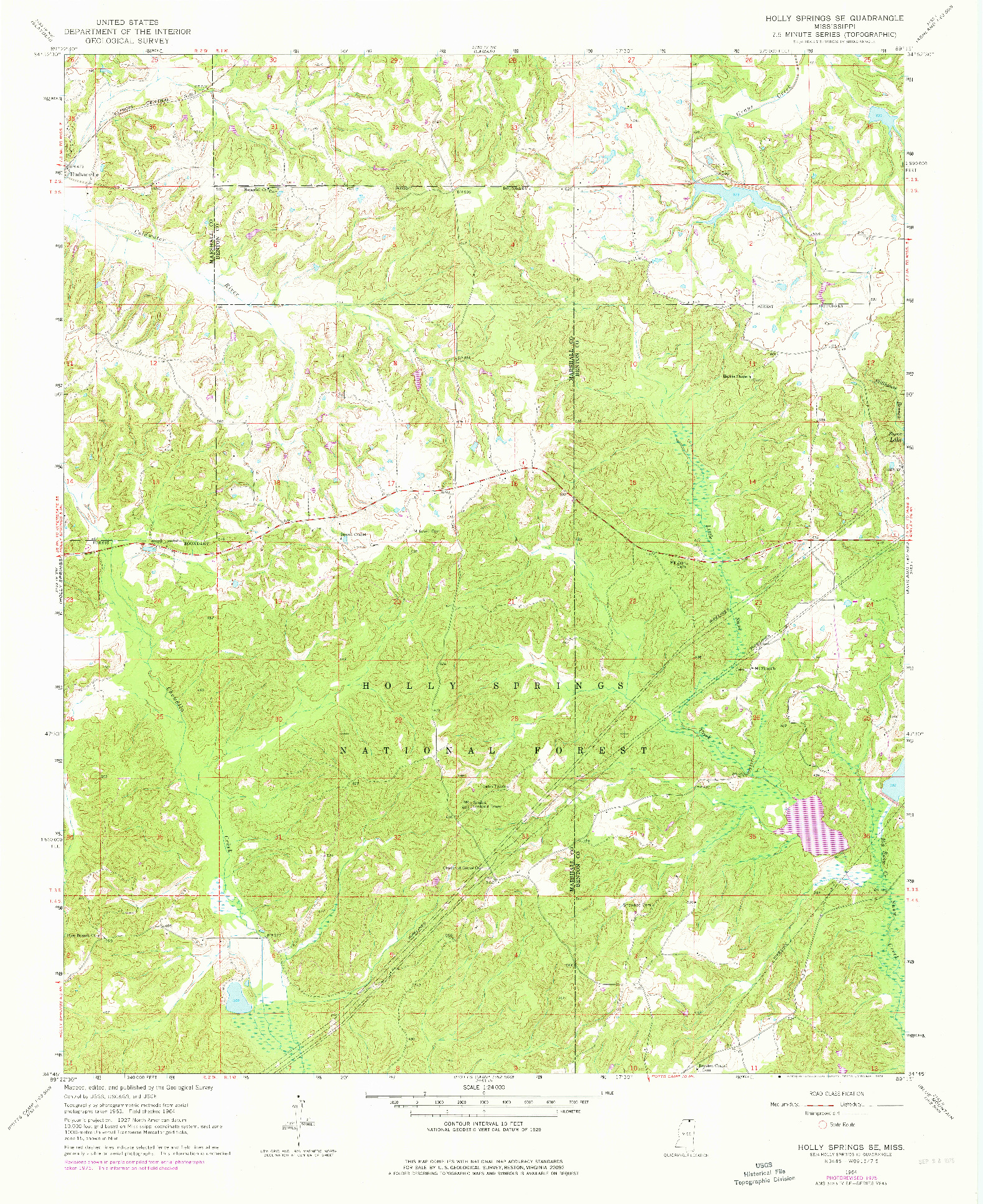 USGS 1:24000-SCALE QUADRANGLE FOR HOLLY SPRINGS SE, MS 1964